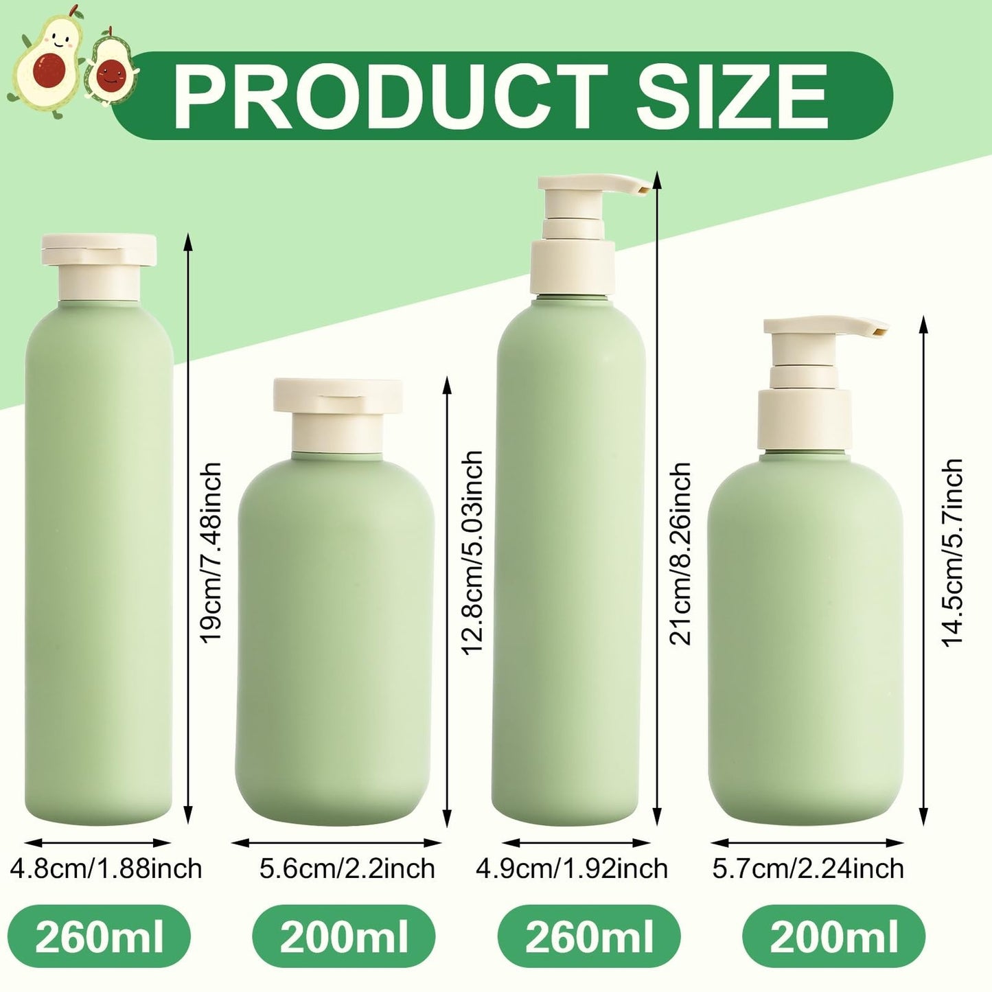 4Pack Squeeze Bottle with Flip Cap, Pump, Travel Dispense bottles for Toiletries