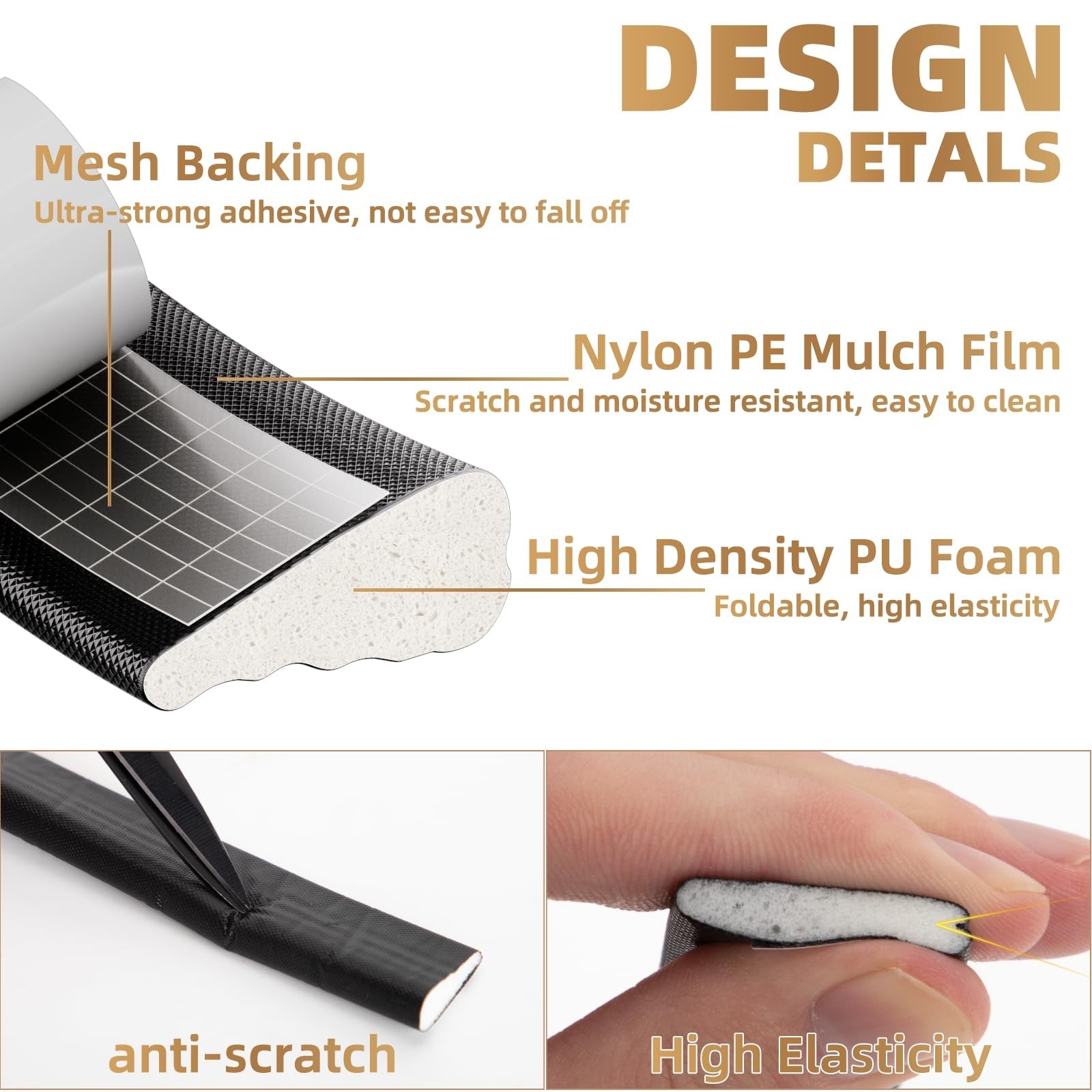 Esufeir 2Pack Wedge Draft Excluder Strips for Windows & Doors – Black 196 inches