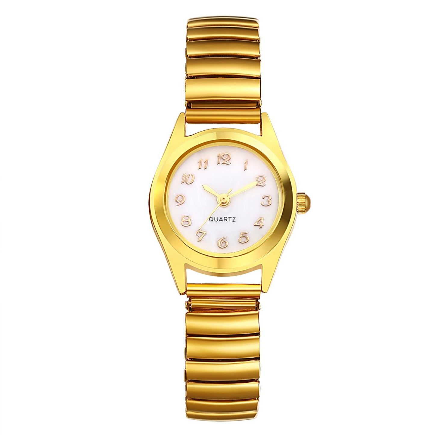 Avaner Women's Elastic Strap Quartz Watch Easy Reader Bangle Wristwatch – Gold