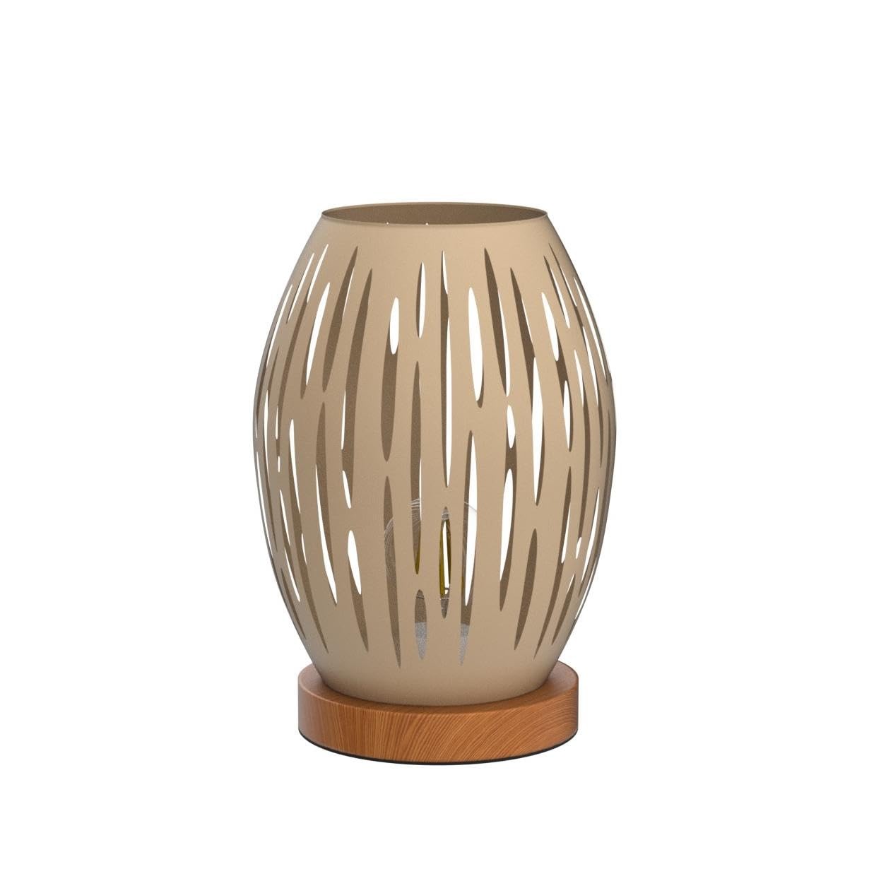 Metal Lampshade Bedside Table Lamp Wooden Base Bedroom Lamp Decorative