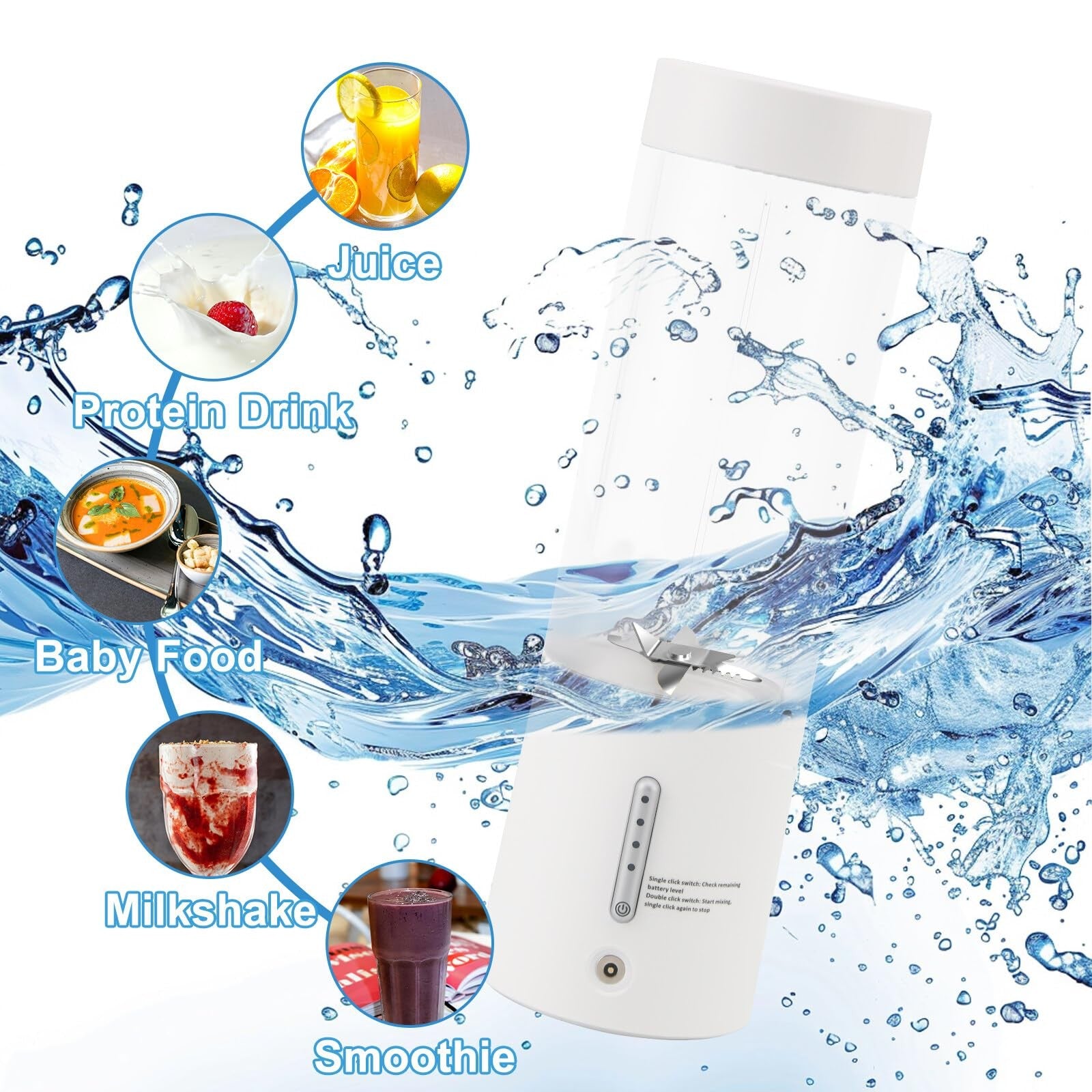 Rehomy 450ml Portable Blender USB Type- C Rechargeable