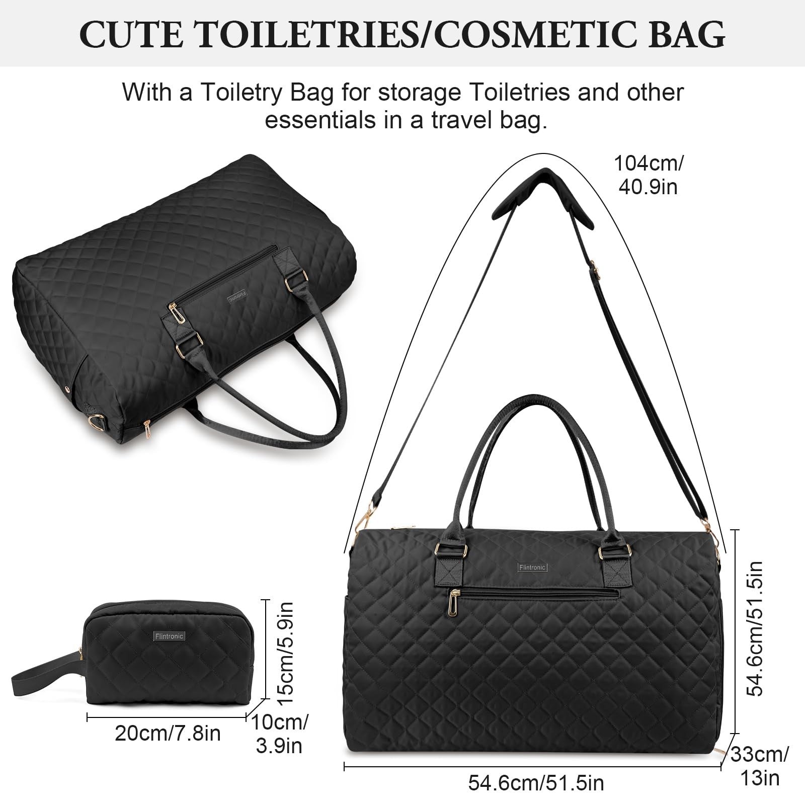 Travel Duffel Gym Bag Foldable Weekend Hand Luggage with Wet/Dry Separation