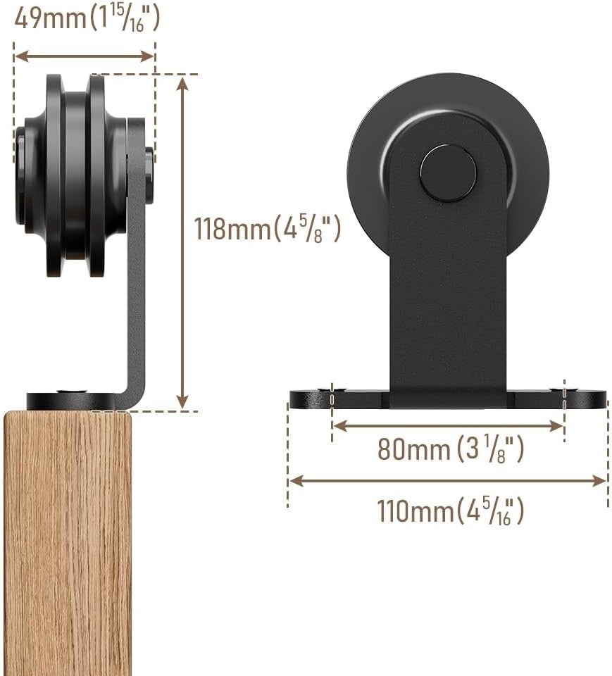5.5FT/167cm Interior Sliding Barn Wood Door Hardware Closet Track Kit