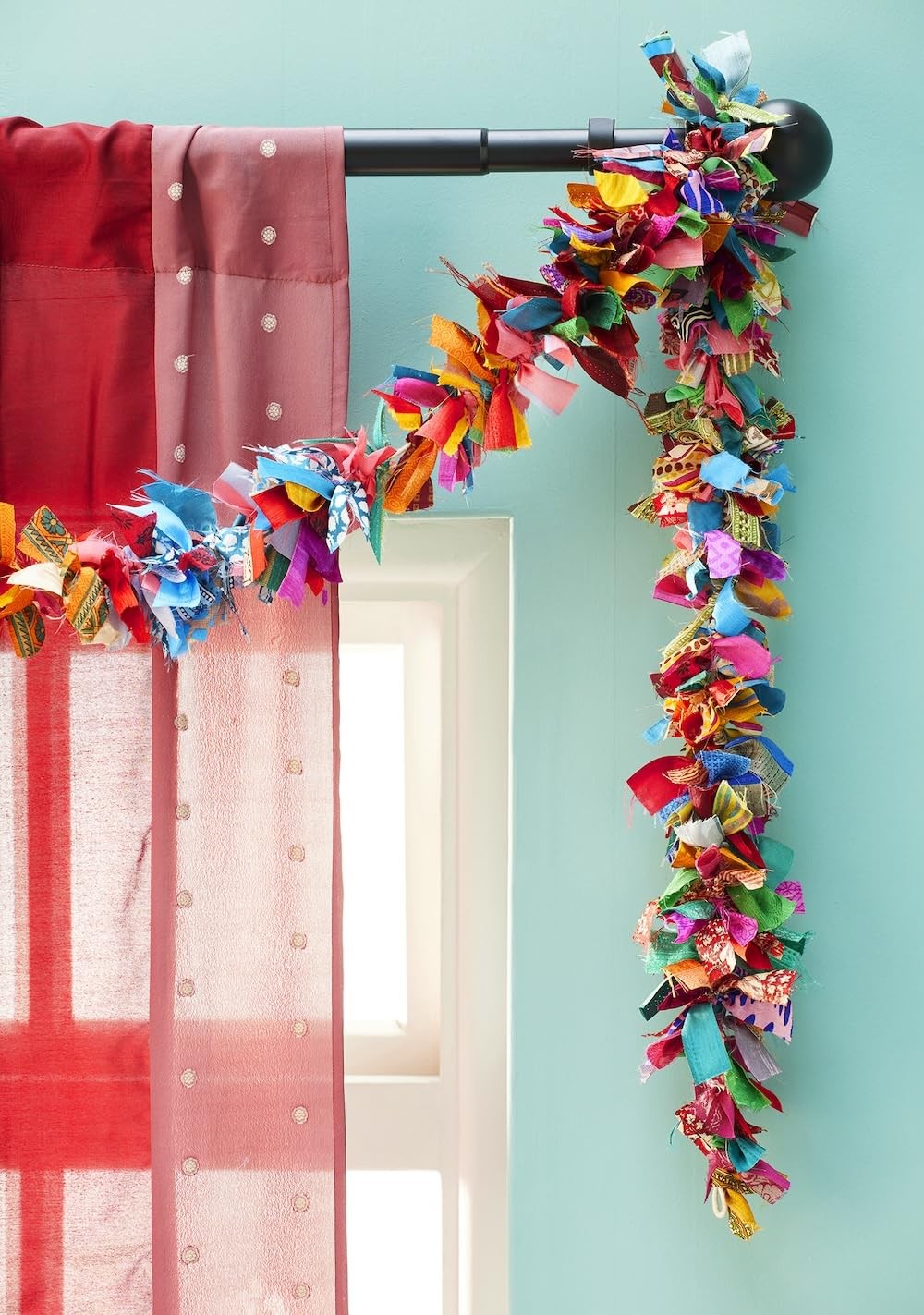 EcoFriendly Tinsel Garland Christmas Tree Decoration Made  Recycled Sari Fabric