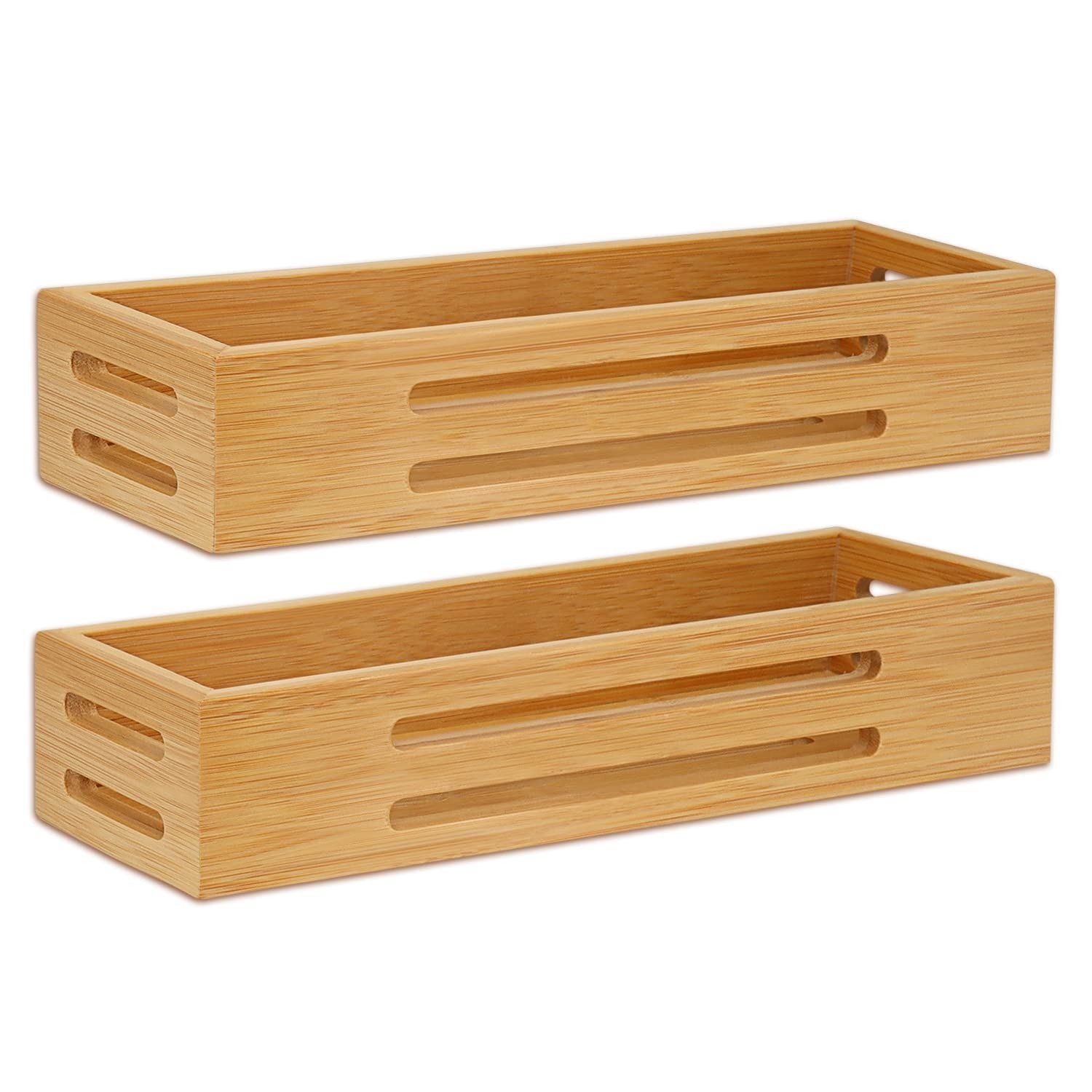 Bamboo Spice Rack Organiser without Self-Adhesive without Drilling - 2Packs