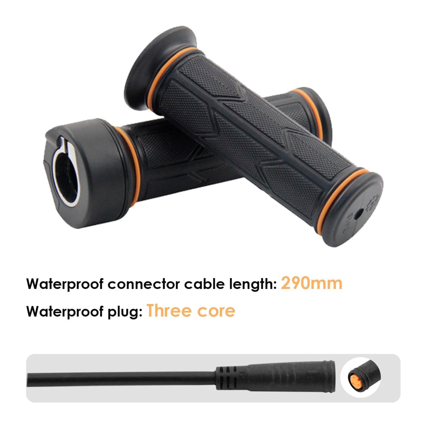 Electric Bike Throttle Full-Twist Pair 3Pin 12-72V Waterproof Connector - 22.2mm
