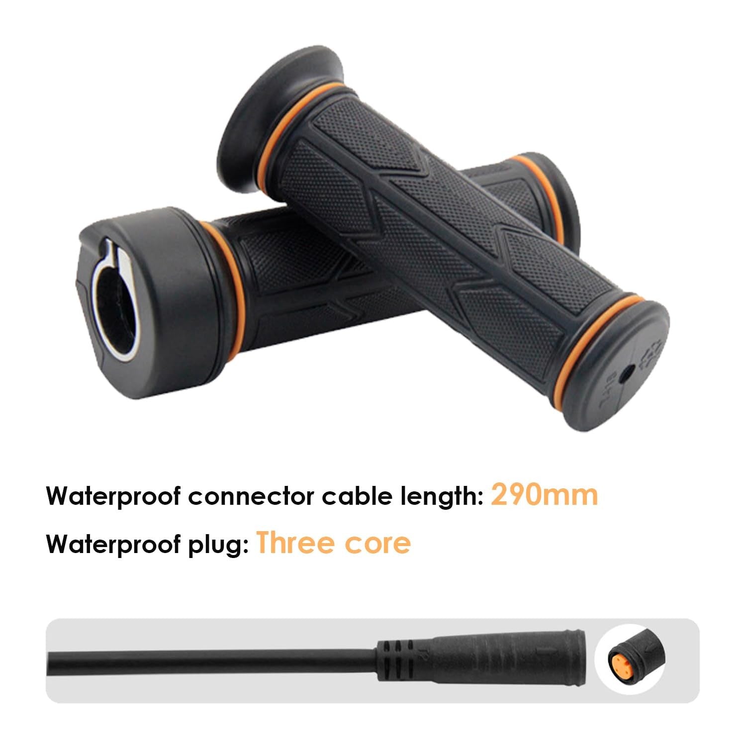 Electric Bike Throttle Full-Twist Pair 3Pin 12-72V Waterproof Connector - 22.2mm
