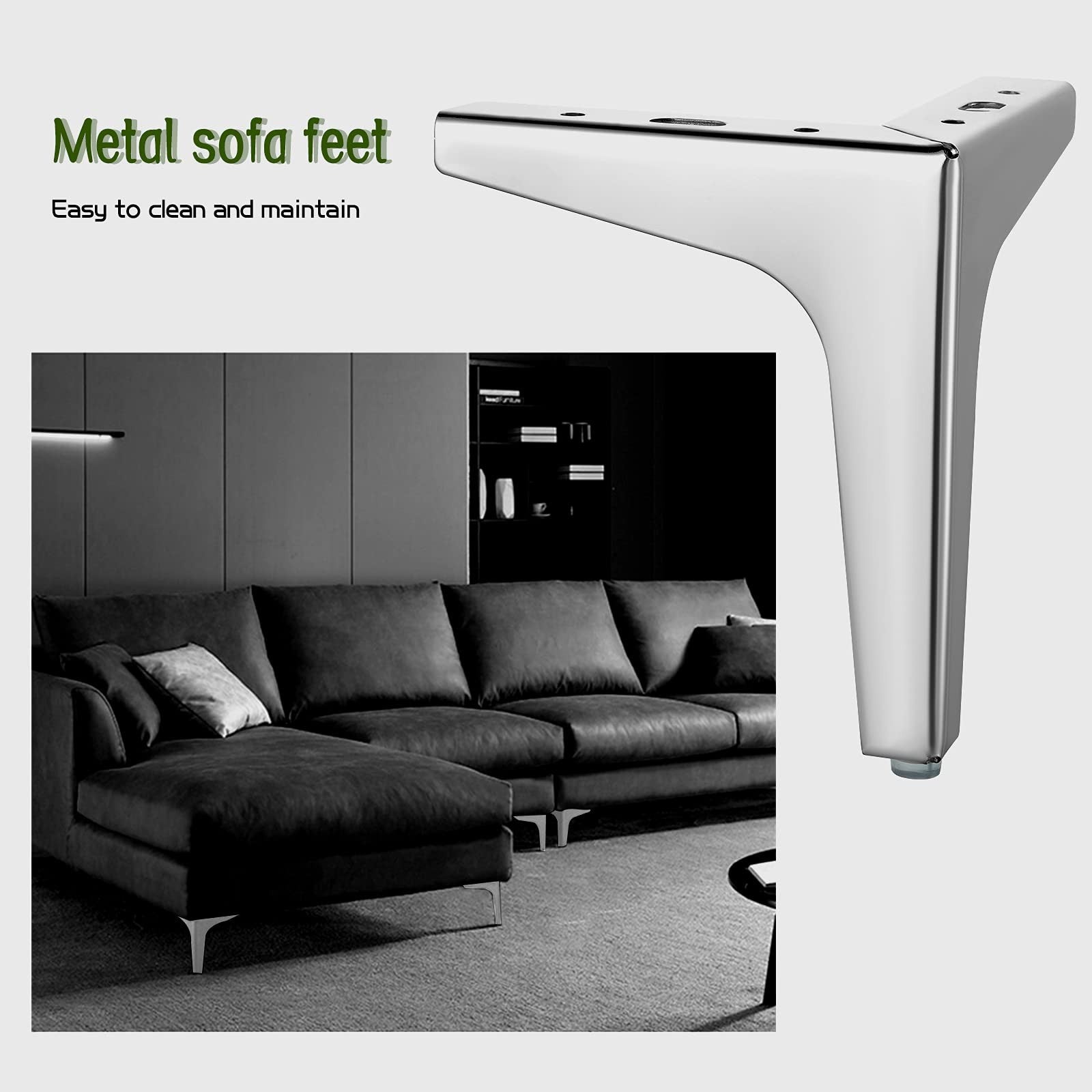 4 PCS Metal Furniture Legs Sofa Legs Modern Metal Triangle Furniture Feet 13 cm