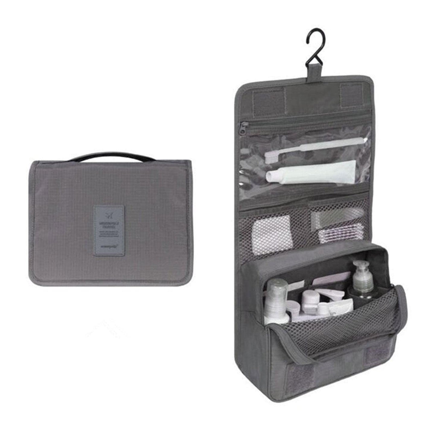 Travel Toiletry Bag, Hanging Toiletries Wash Bag Makeup Cosmetic Organizer -Grey