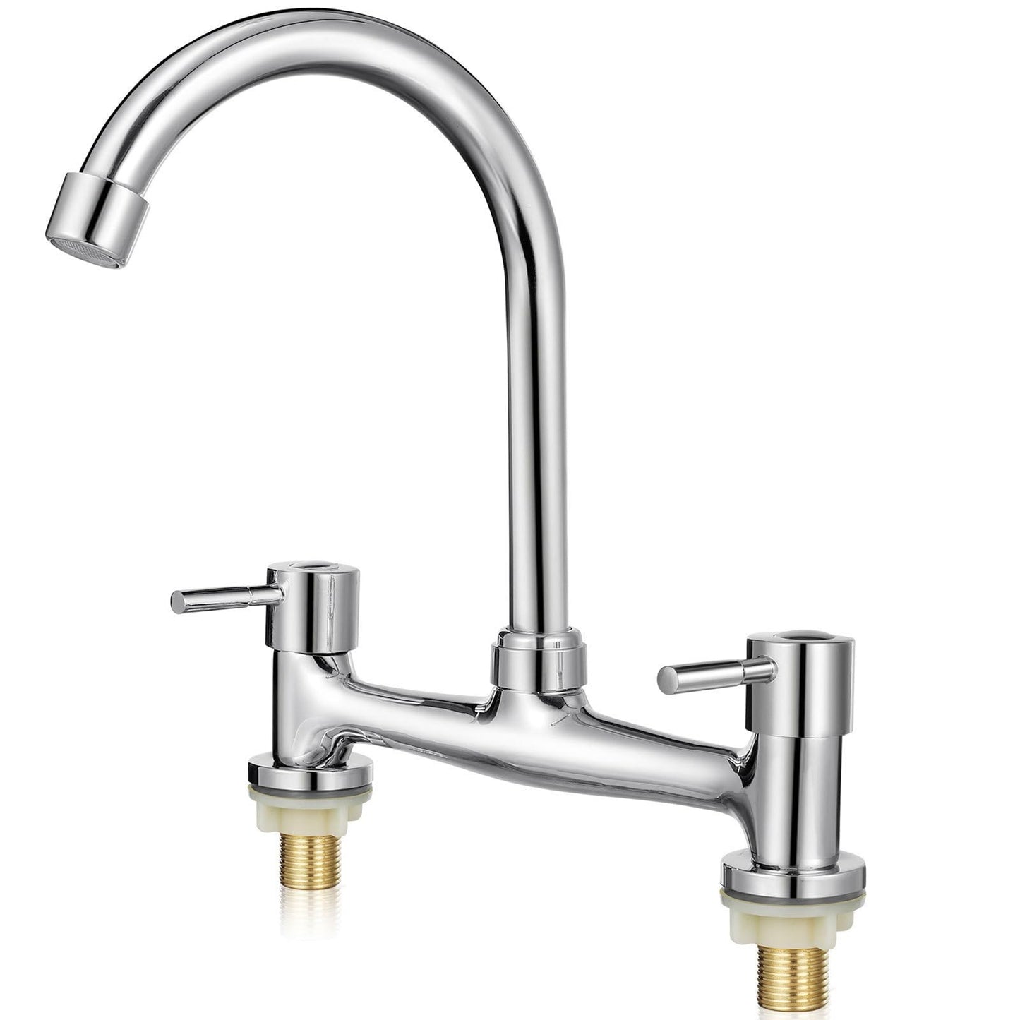 Dual Lever Gooseneck Mixer Tap Faucet for Kitchen Bathroom hot and cold