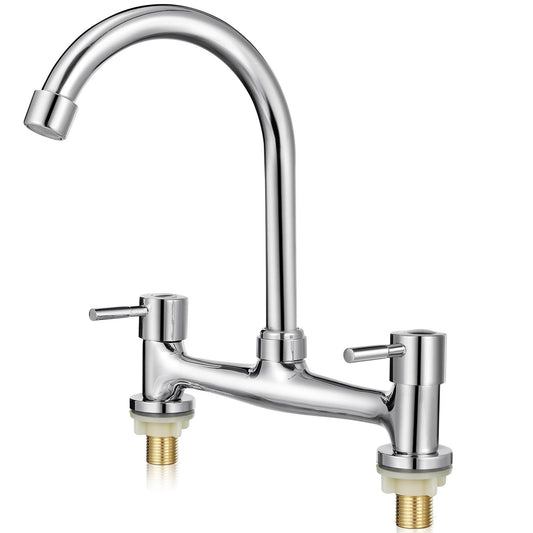 Dual Lever Gooseneck Mixer Tap Faucet for Kitchen Bathroom hot and cold