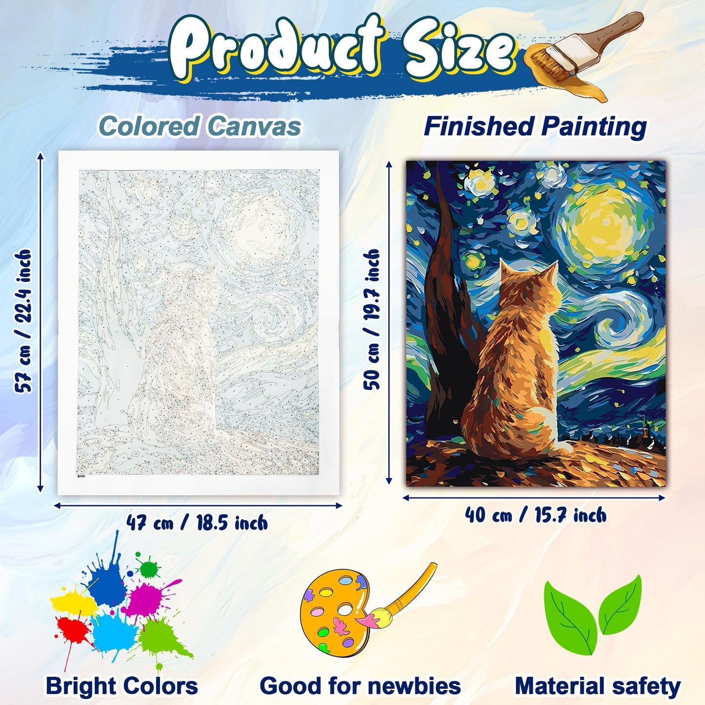 GwaOery Paint by Numbers Kits for Adults, Cat DIY Color Oil Painting Acrylic