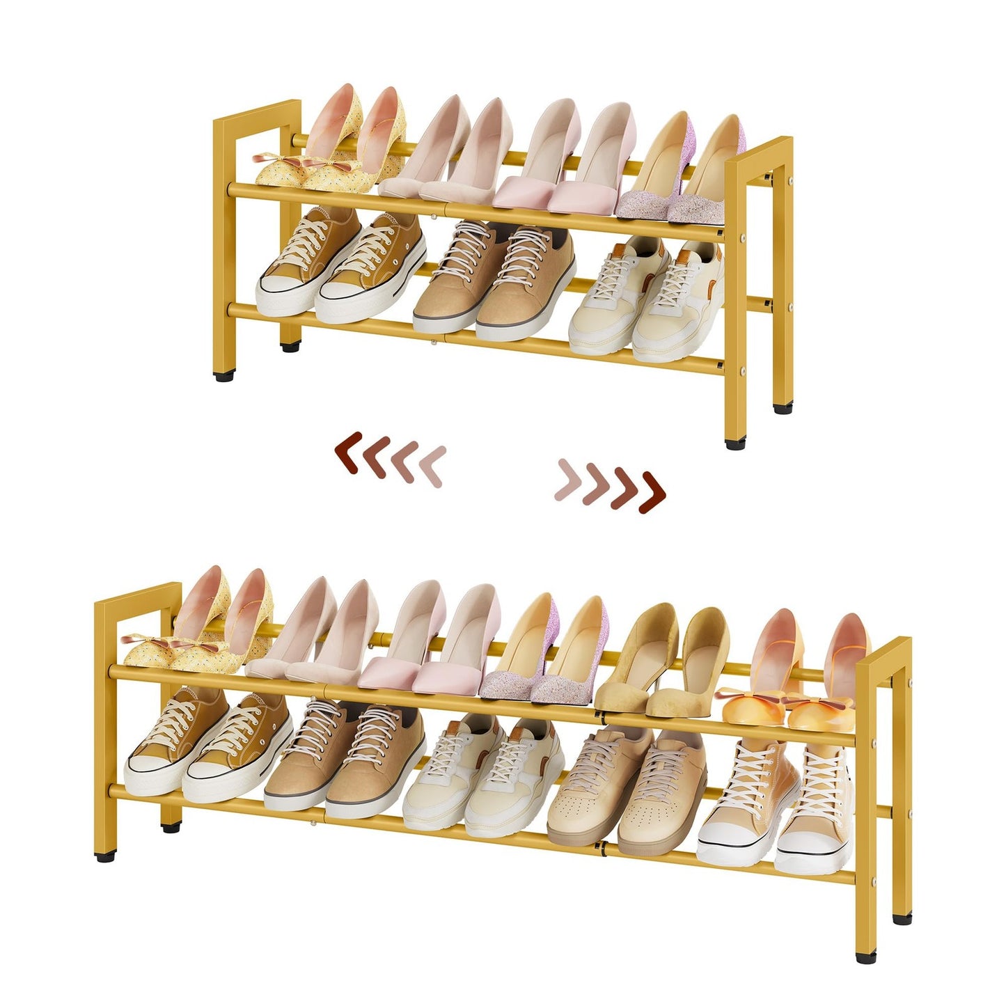 FAVOOSTY 2 Tier Shoe Rack Extendable Metal Storage Organizer