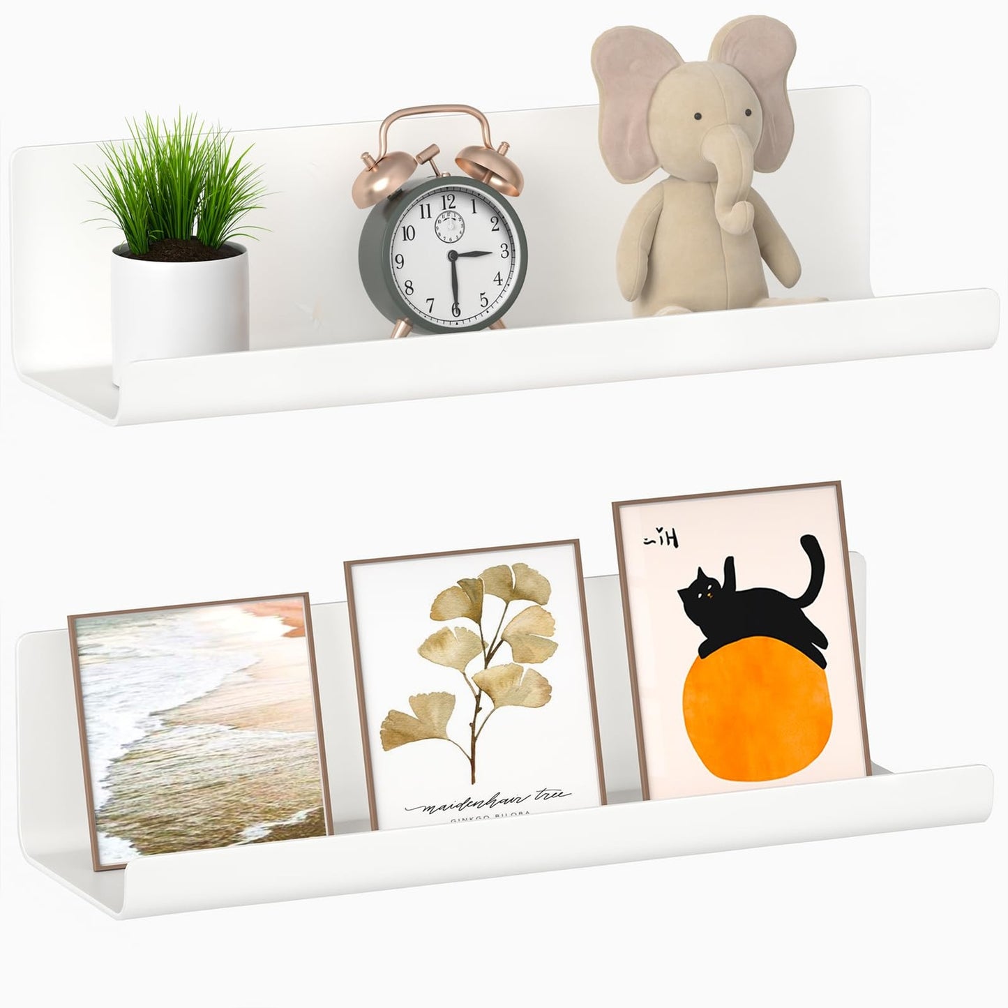 White Floating Shelves Set of 2 Wall Mounted for Display  - WELDUN