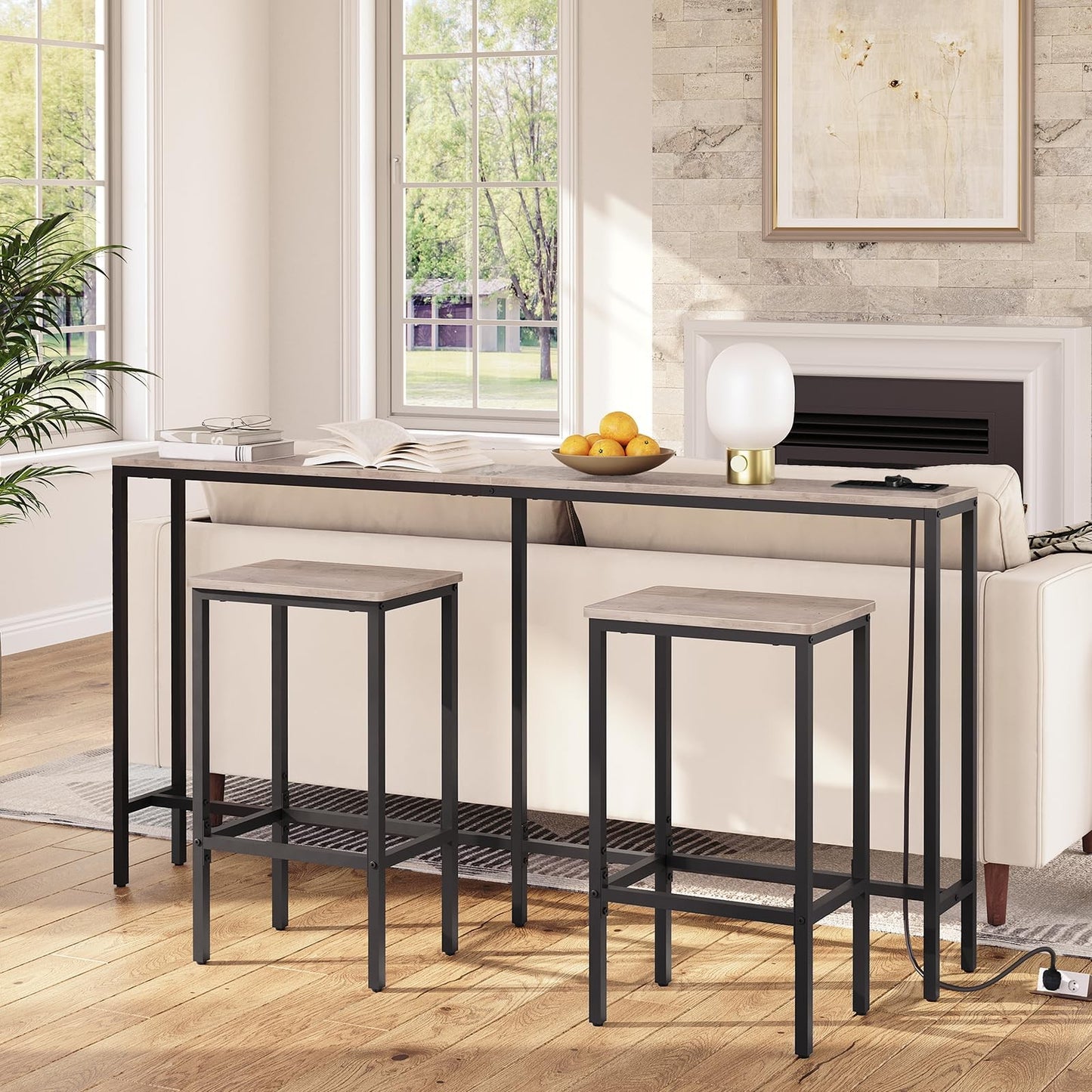 Console Table 160cm with Power Outlet & USB Ports - Industrial