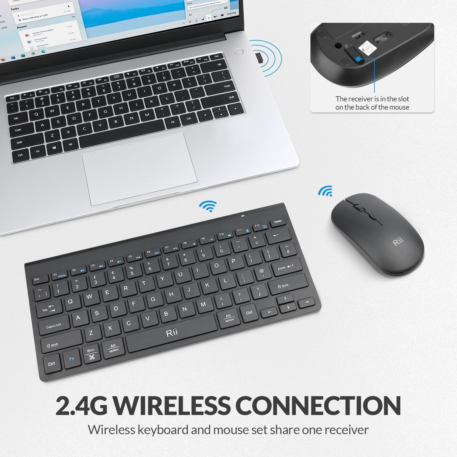 Rii Wireless Keyboard and Mouse, Ultra Slim 2.4G Keyboard