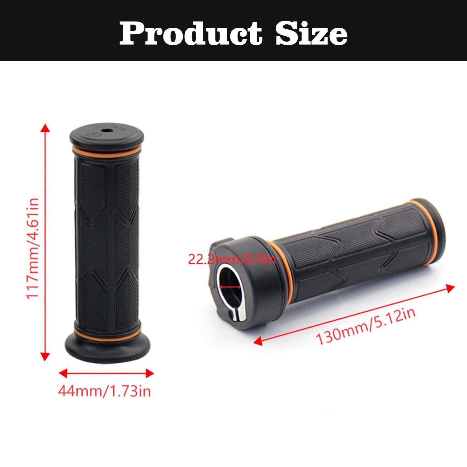 Electric Bike Throttle Full-Twist Pair 3Pin 12-72V Waterproof Connector - 22.2mm