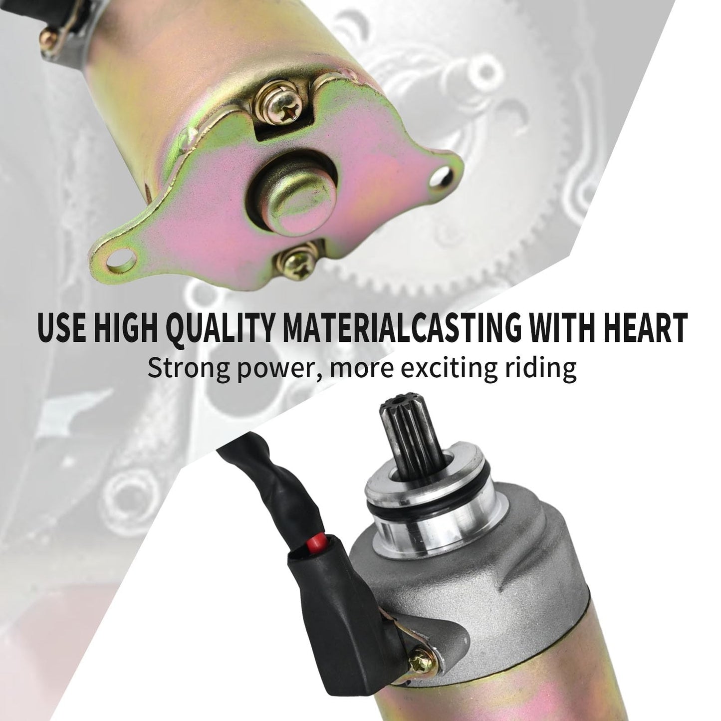 Motorcycle Starter Motor Replacement for GY6 125cc 150cc Scooters & ATVs - Black