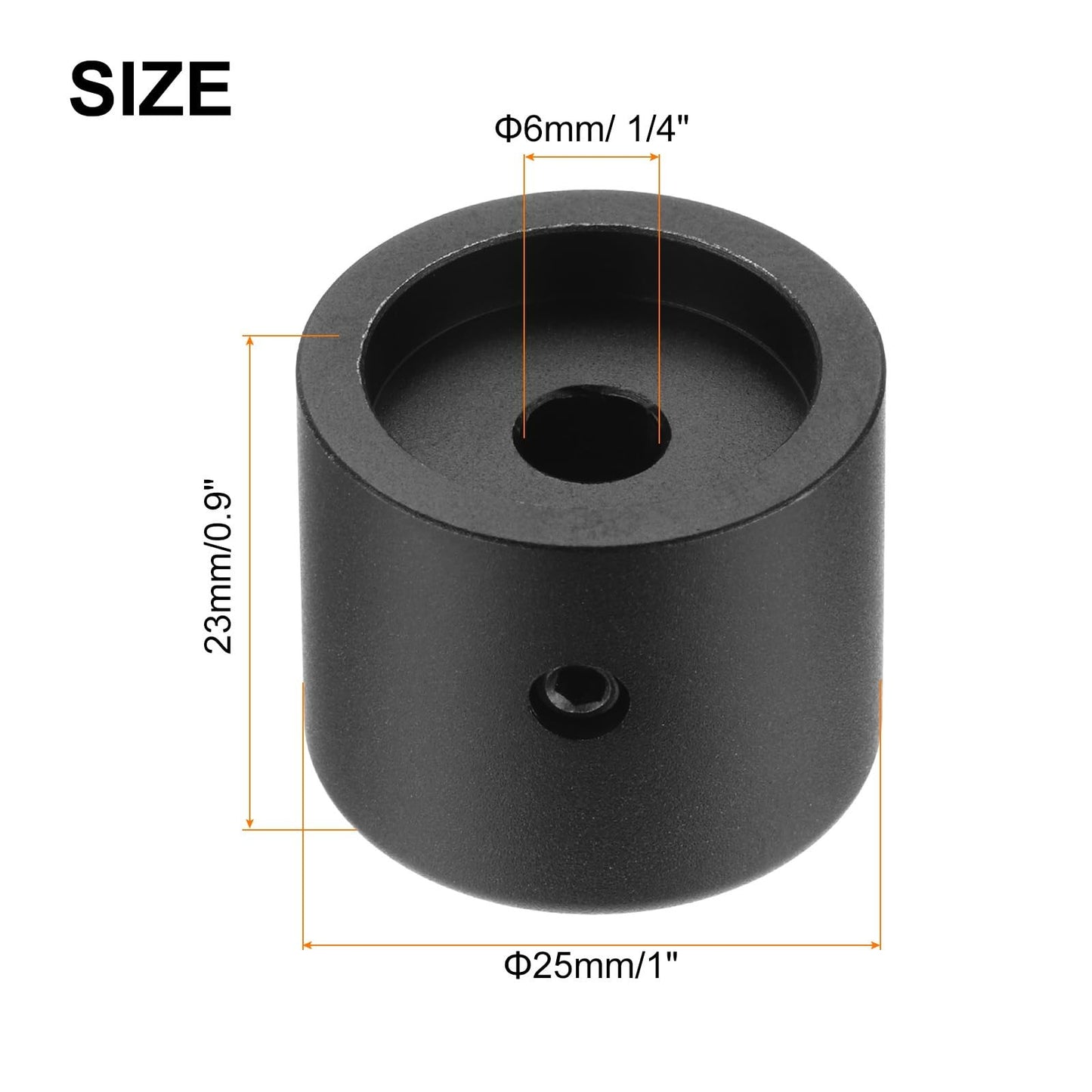 Guitar Knobs Metal Volume Tone Control Dome 6mm x 25mm – Black