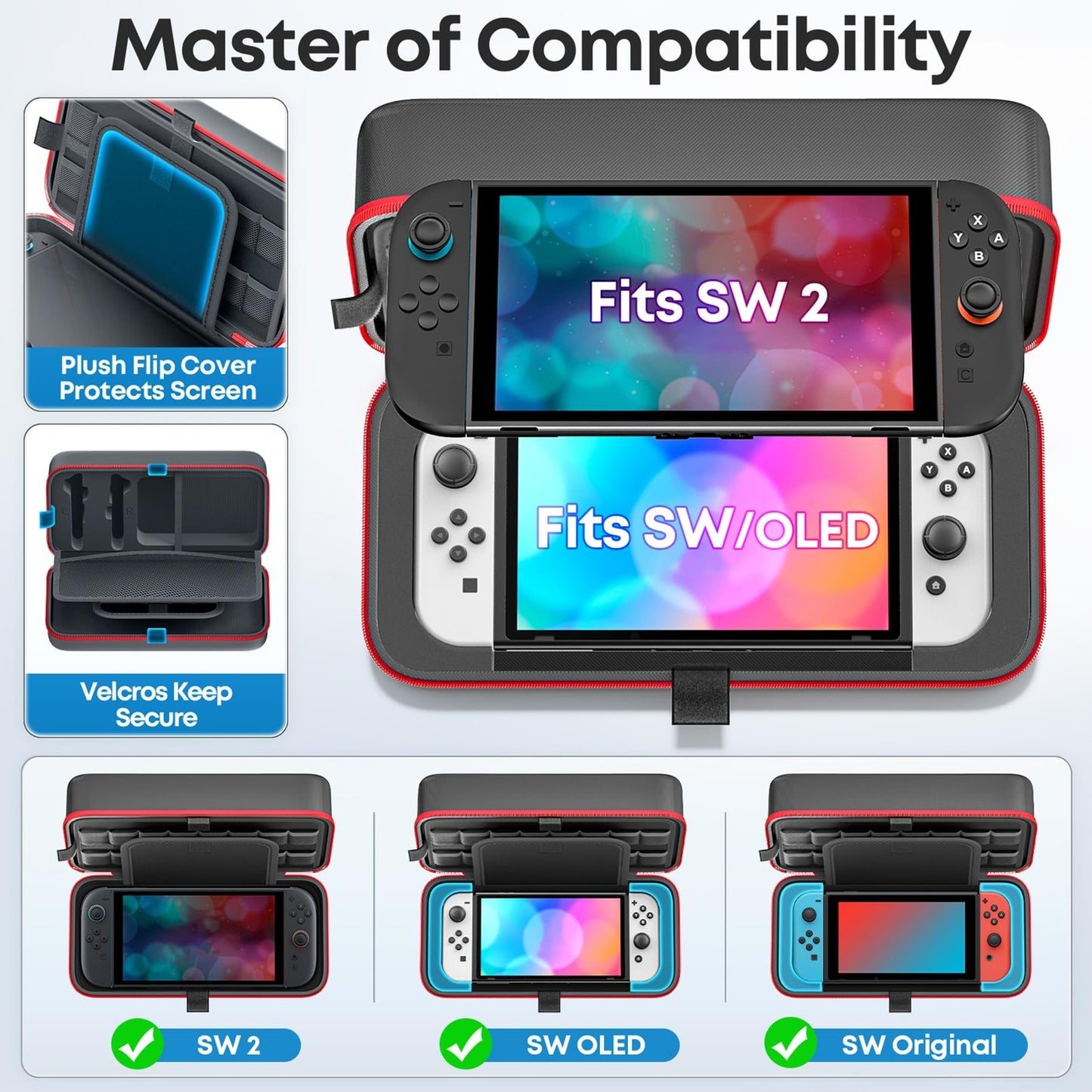Switch 2 Carry Case Protective Travel Case with 26 Game Card Slots Fit Joy-Con