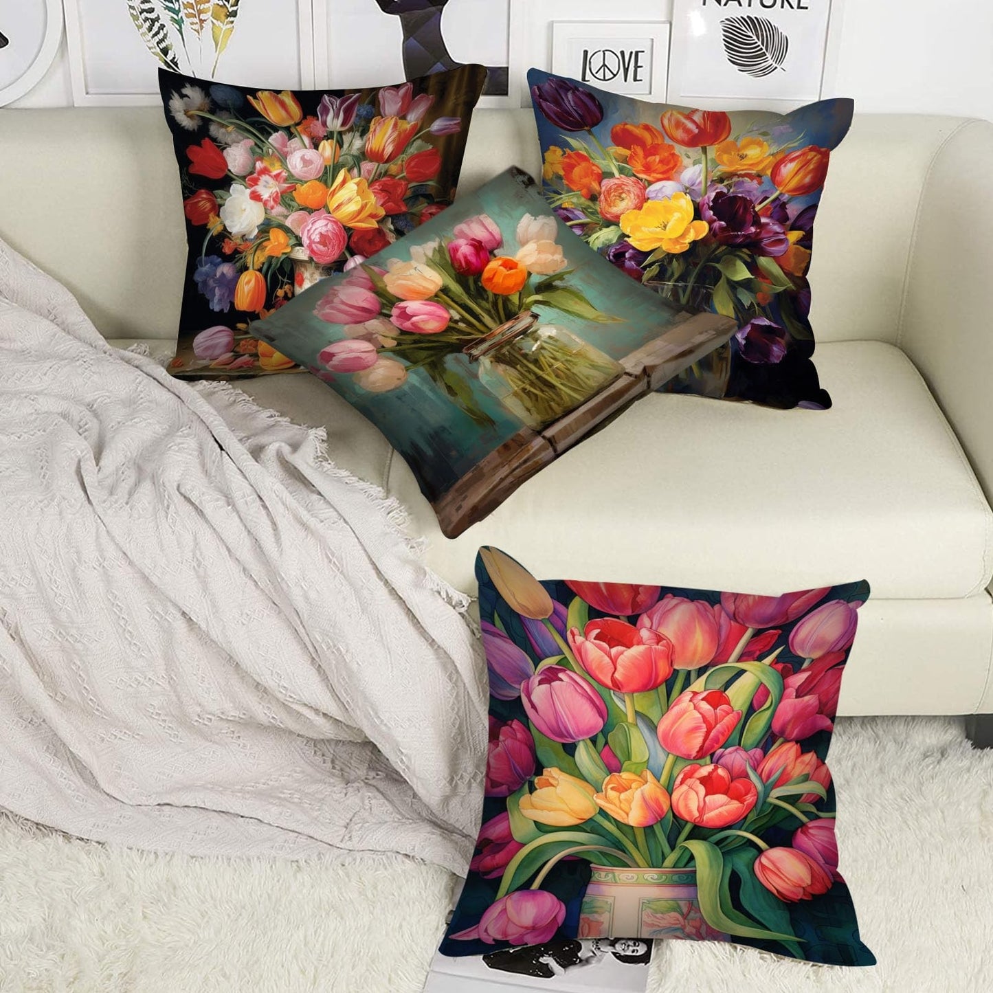 Tucocoo Decorative Cushion Covers with Tulip Vase 45 x 45 cm