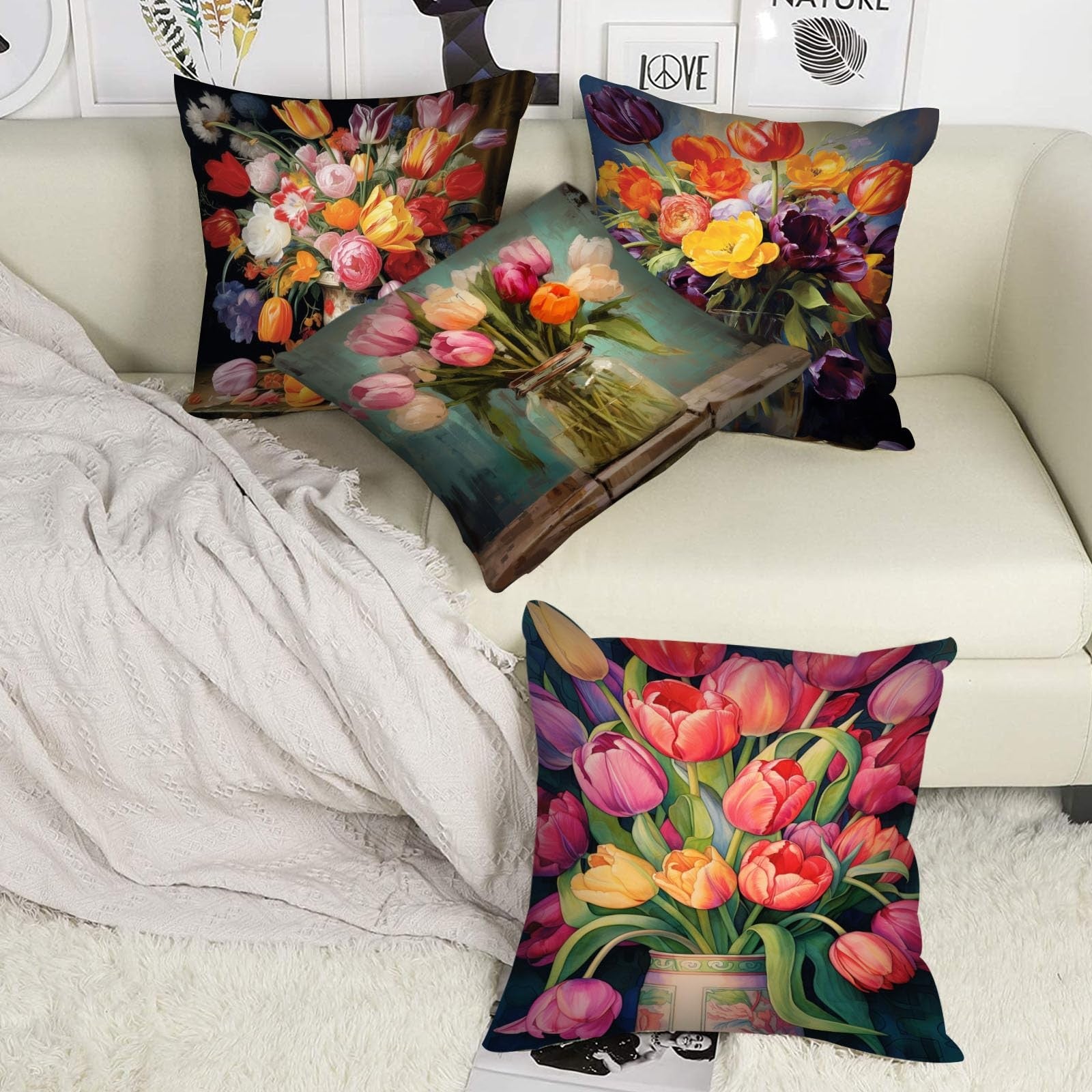 Tucocoo Decorative Cushion Covers with Tulip Vase 45 x 45 cm