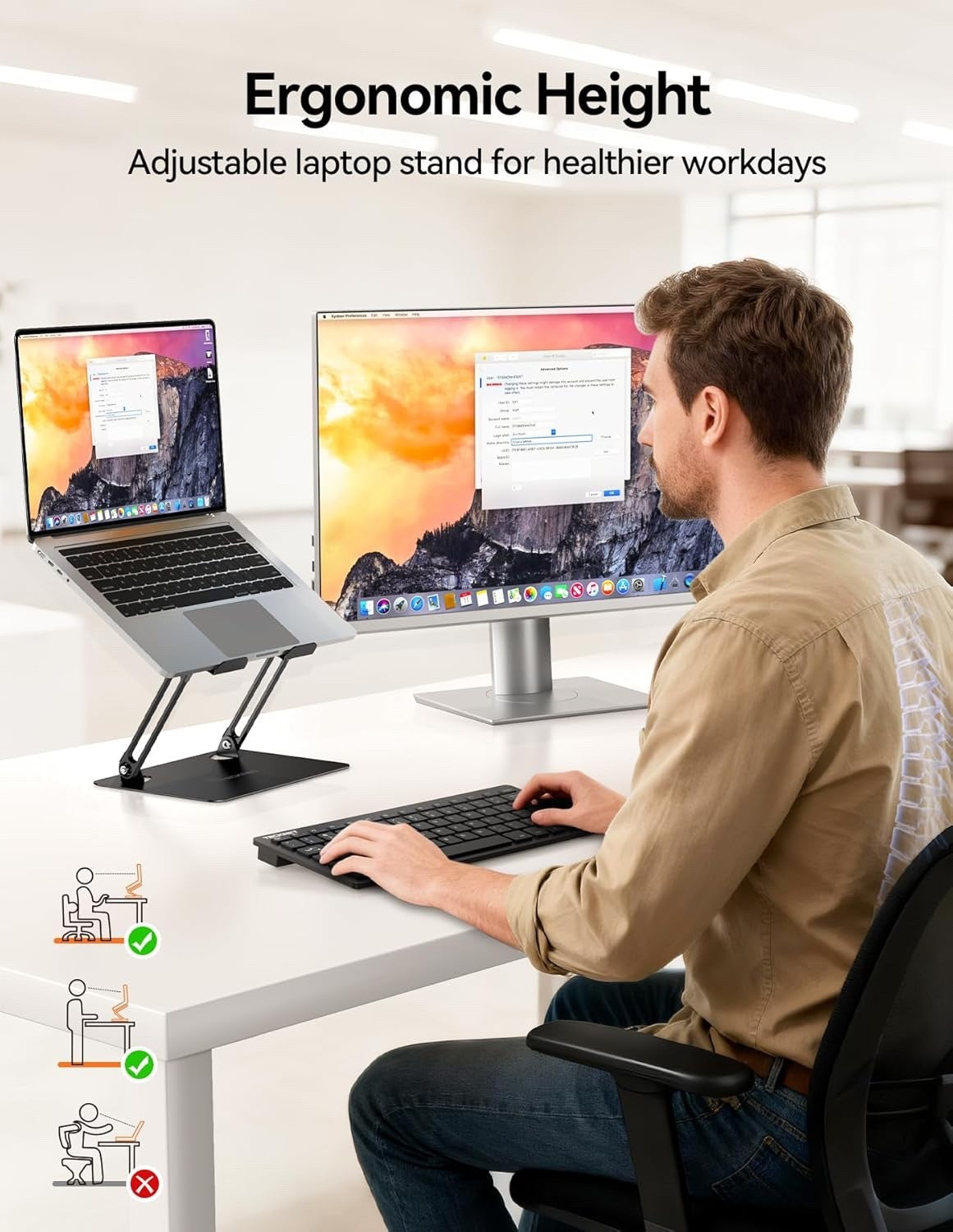 Laptop Stand Adjustable Multi-Angle Laptop Riser with Air Vent - TECKNET