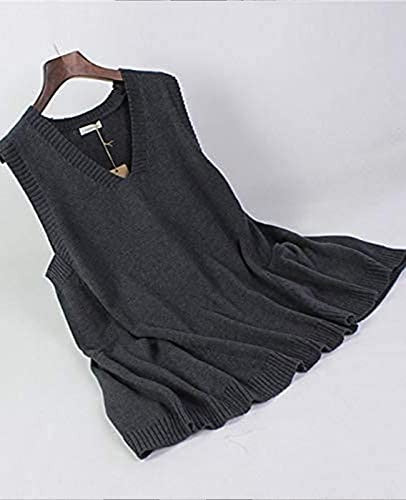 Women Loose Swing Chunky V-Neck Sweater Vests Oversized - Large
