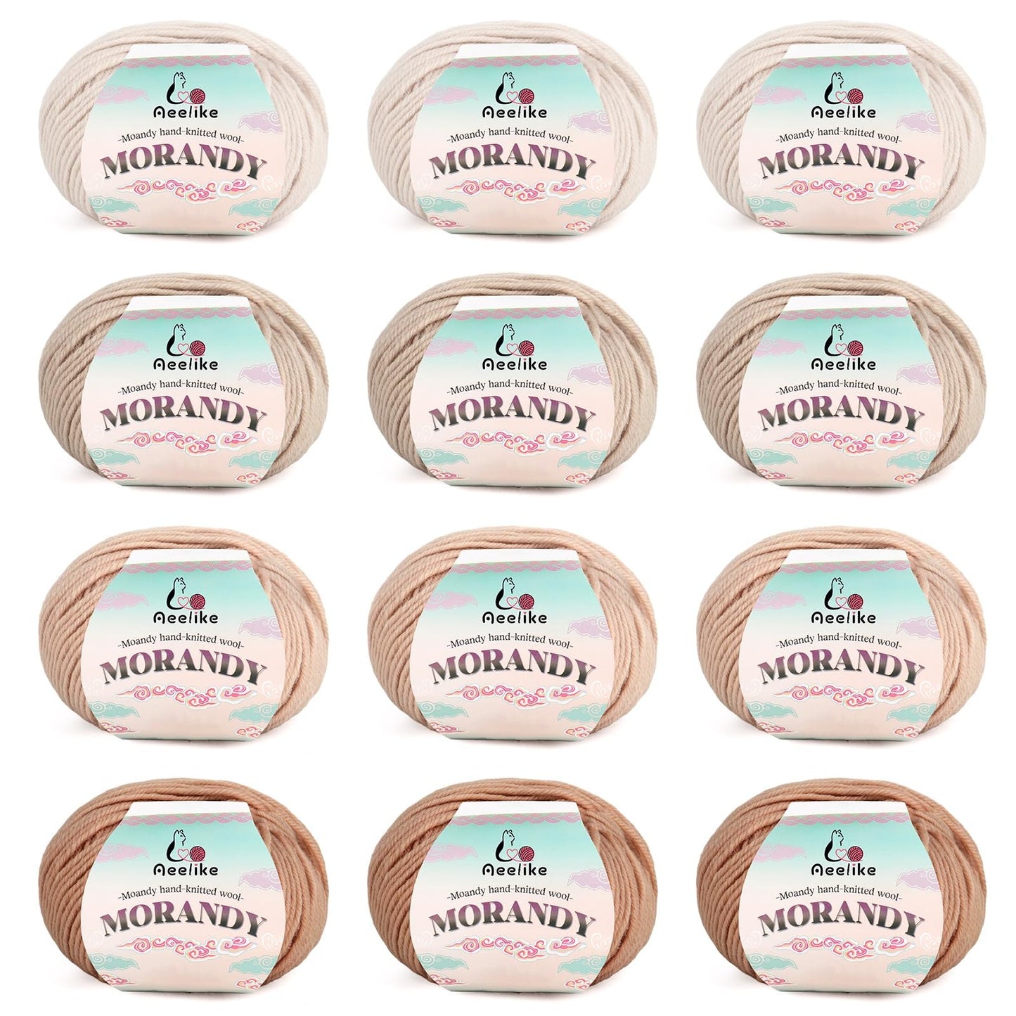 Knitting Yarn 12 Pack Double Acrylic Wool 50g – Camel Shades