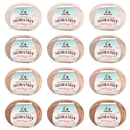 Knitting Yarn 12 Pack Double Acrylic Wool 50g – Camel Shades