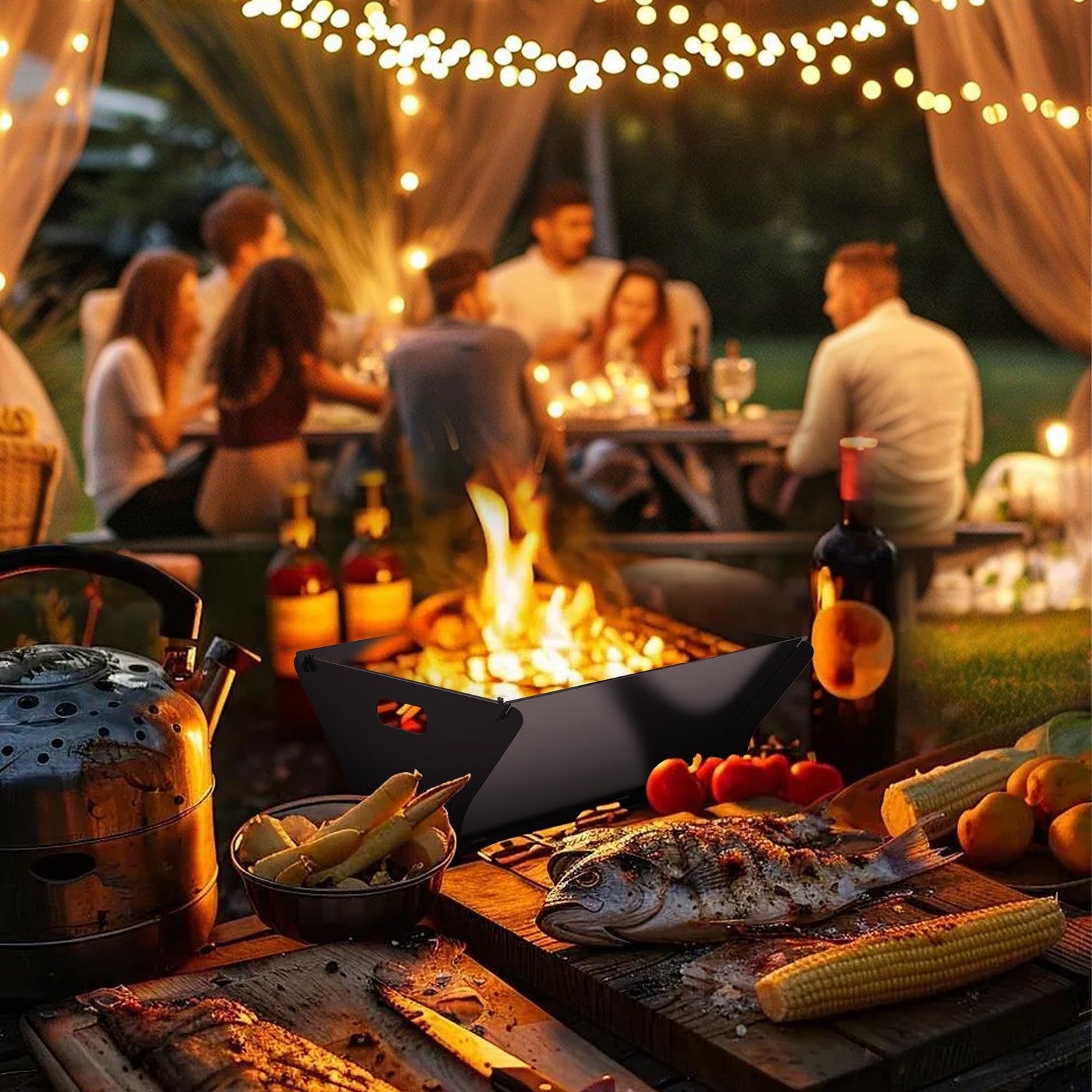 Frost IX Camping Fire Pit - Portable Campfire Grill with Cooking Grills