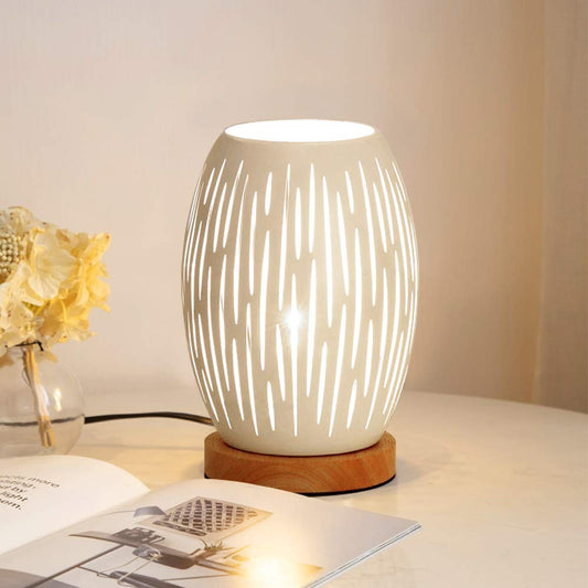 Metal Lampshade Bedside Table Lamp Wooden Base Bedroom Lamp Decorative