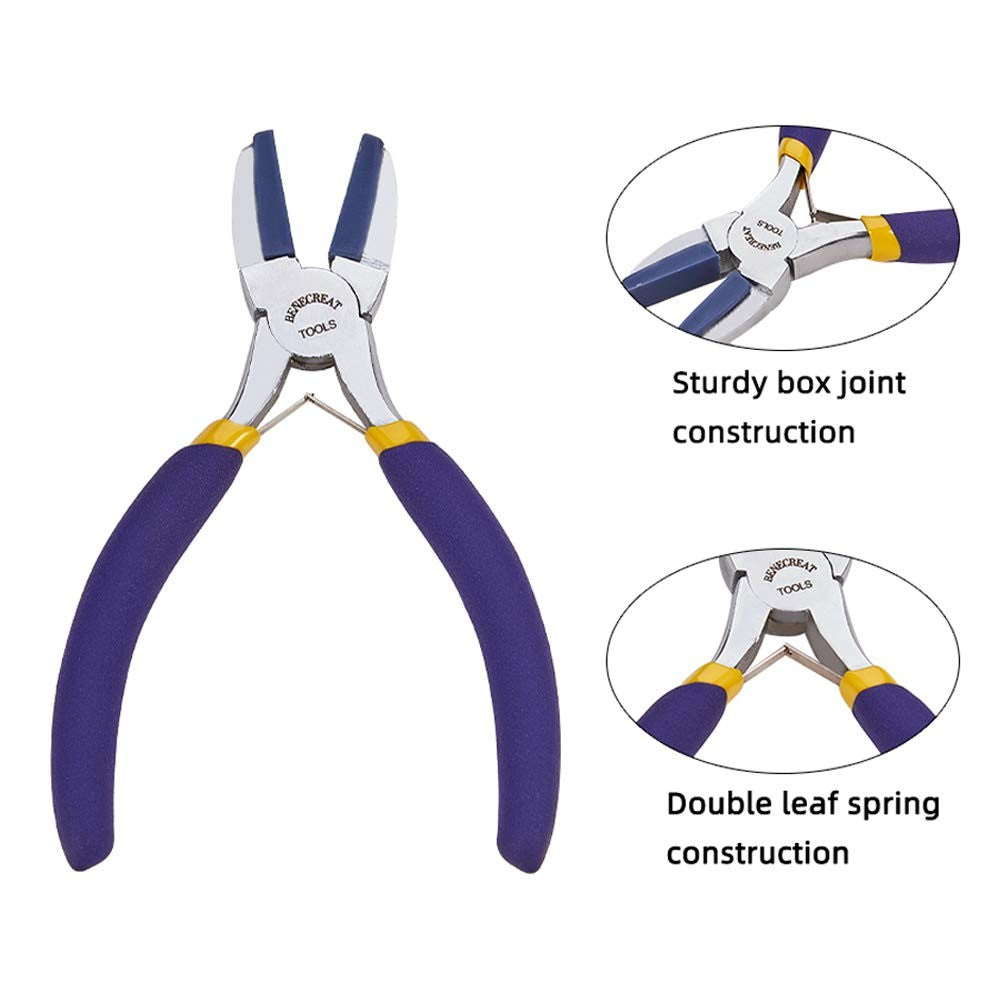BENECREAT Double Nylon Jaw Flat Nose Pliers Mini Steel Wire Forming Pliers