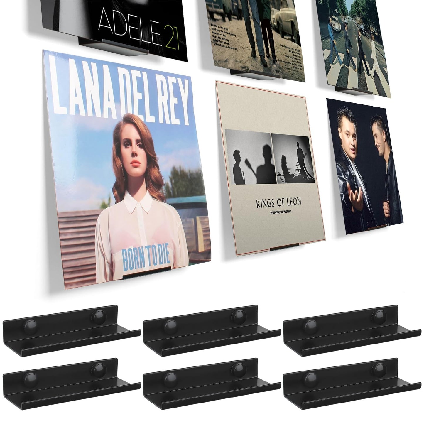 Vinyl Wall Mount 6 Pack Black Metal Vinyl Holder Wall display Shelf Record BiJun