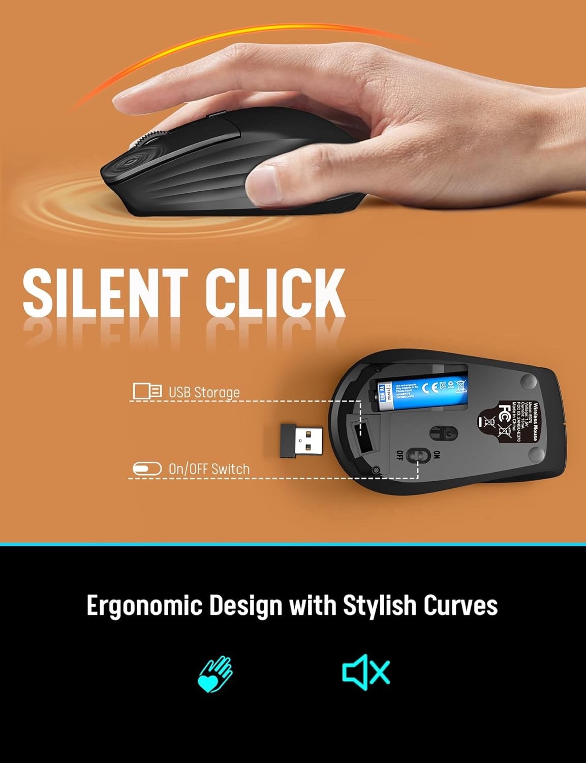 Wireless Keyboard and Mouse Combo, FullSize 2.4GHz Quiet Keyboard with WristRest