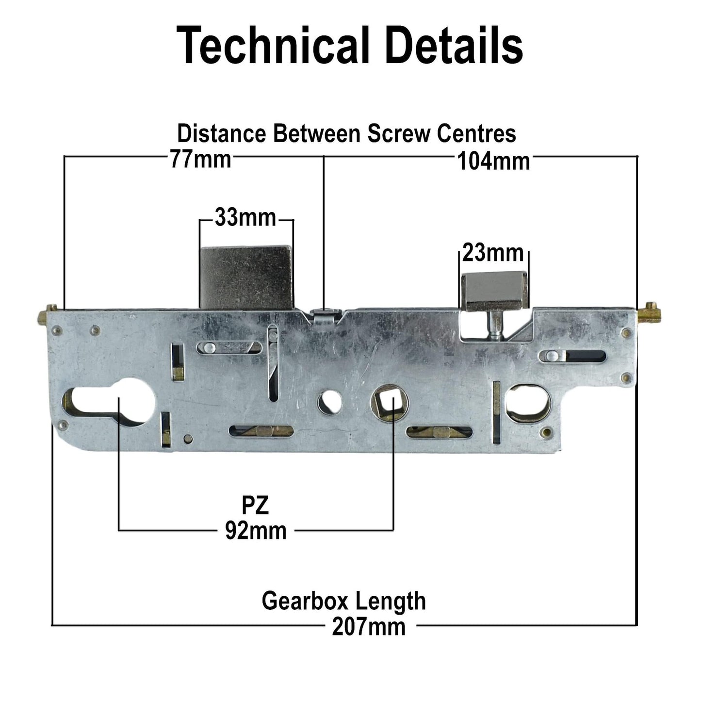 GU 35mm uPVC Door Lock Centre Case Gearbox – Silver