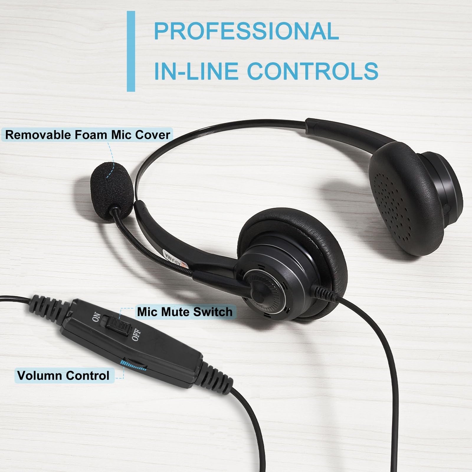 Arama RJ9 Telephone Headset with Microphone Noise Cancelling Office RJ9
