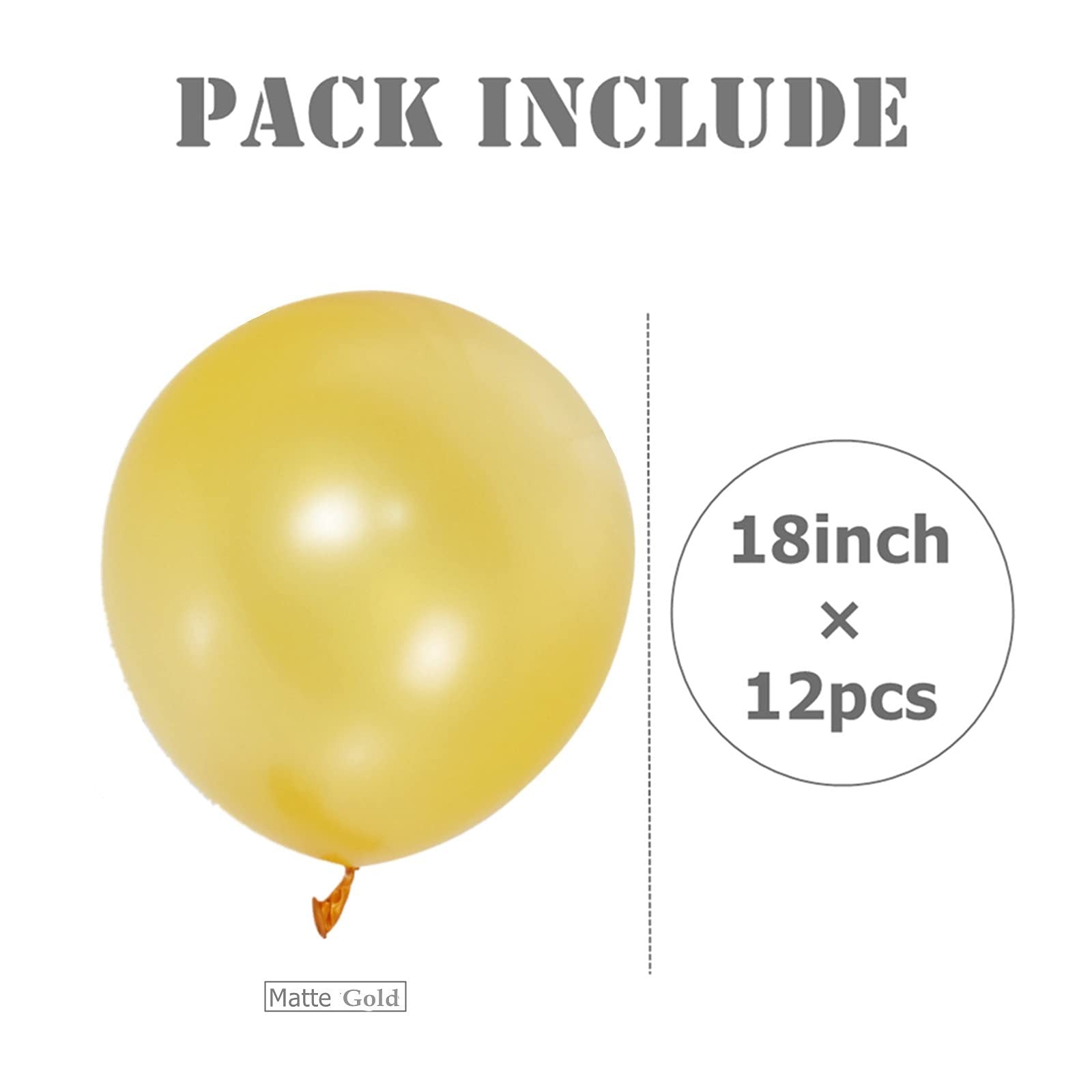 18-inch Gold Balloons 12pcs Thick Latex Party & Event Balloons