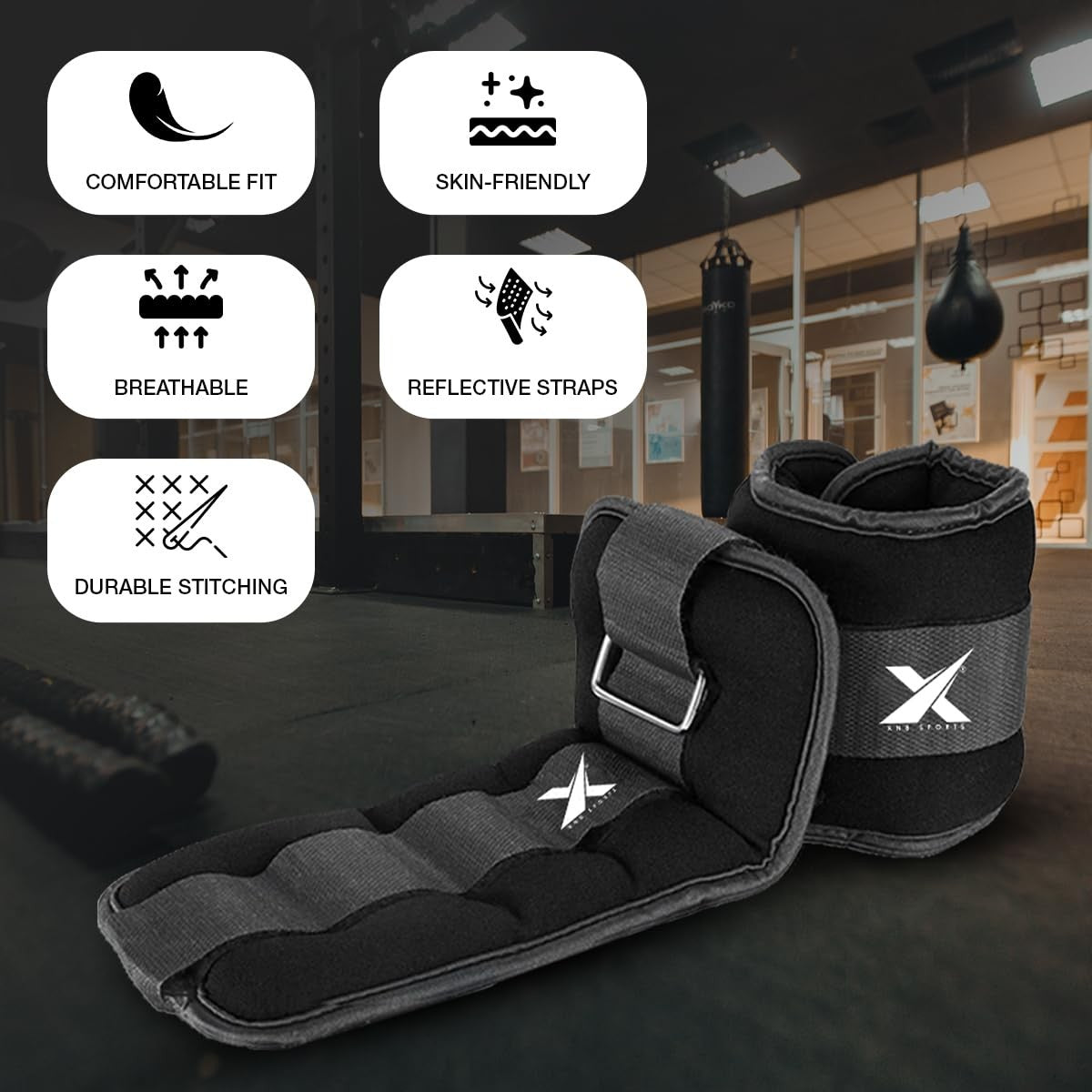 Xn8 Neoprene Ankle Weights Strap 0.5kg-3kg Pair Legs Weight