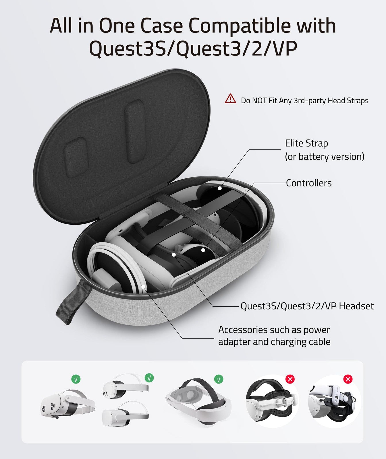 Hard Carrying Case Compatible with Meta Quest 3S/Quest 3/Oculus Quest2/VP/Pico4