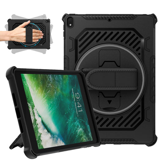 Rugged iPad 10.2 Case Shockproof Heavy Duty with 360° Rotation Stand & Hand Strap – Black (7/8/9th Gen)