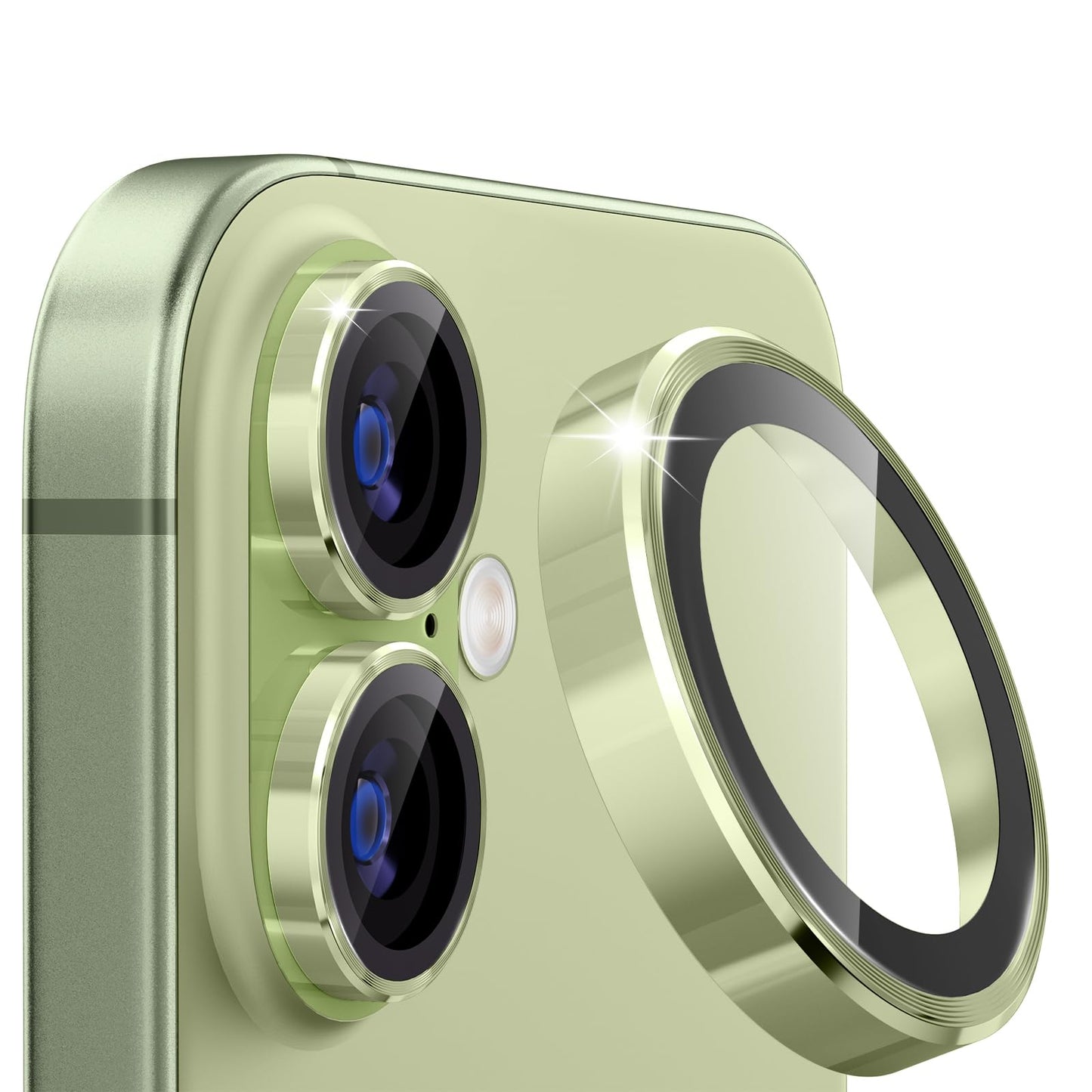 Camera Lens Protector for iPhone 17 6.3" AR+AF 9H Tempered Glass Metal Ring Case-Friendly – Sage Green