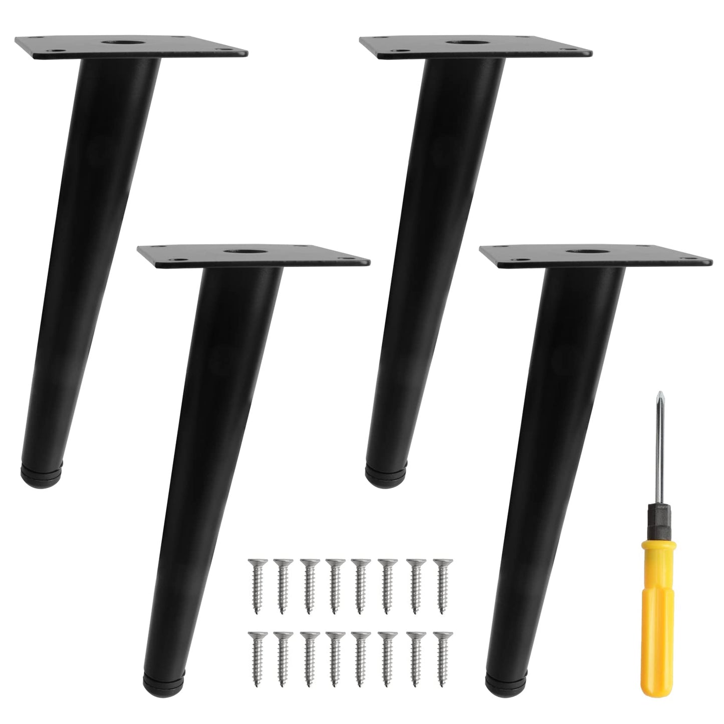 Metal Oblique Furniture Legs 12" 4PCS Stainless Steel Table Legs – Black