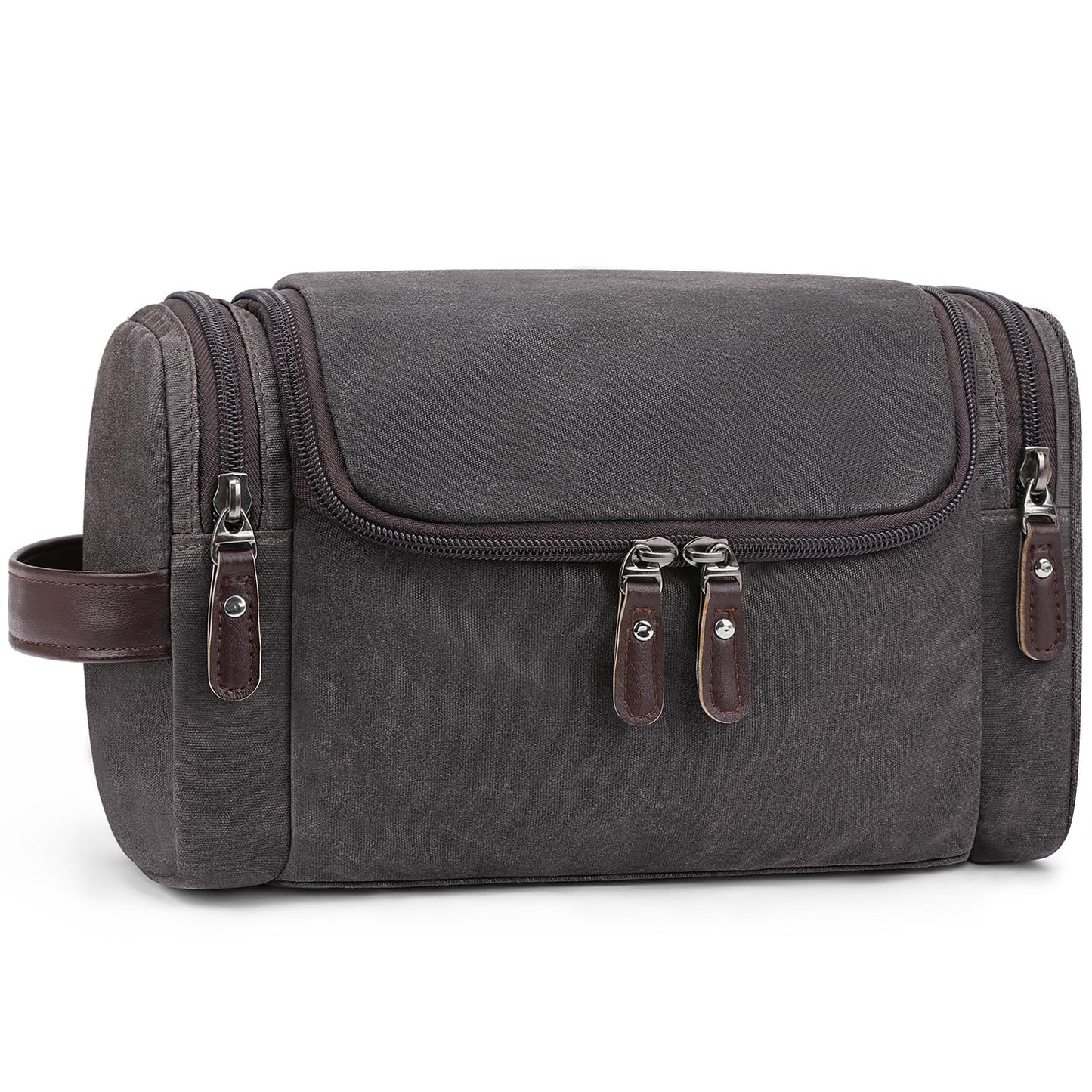 Travel Toiletry Bag for Men in Waxed Canvas – Grey