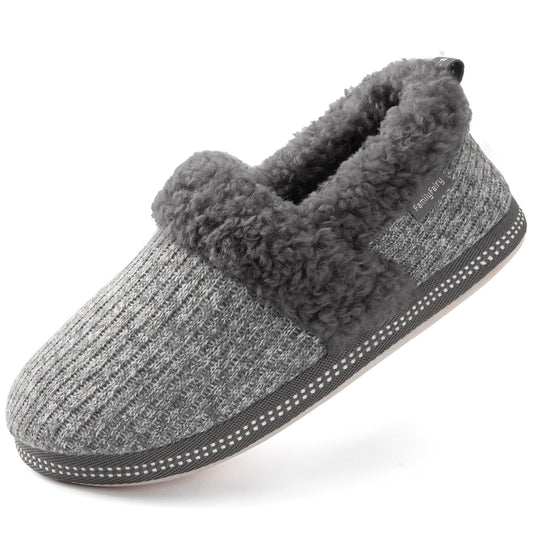Women’s Fluffy Memory Foam House Slippers Cosy Indoor Warm Non-Slip – Grey UK 3-4