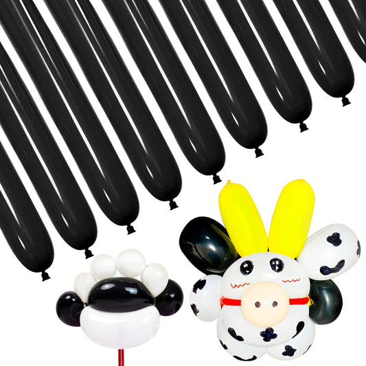 Black Modelling Balloons 100Pcs Thickening Latex Twisting Balloons for Animal Models – Black
