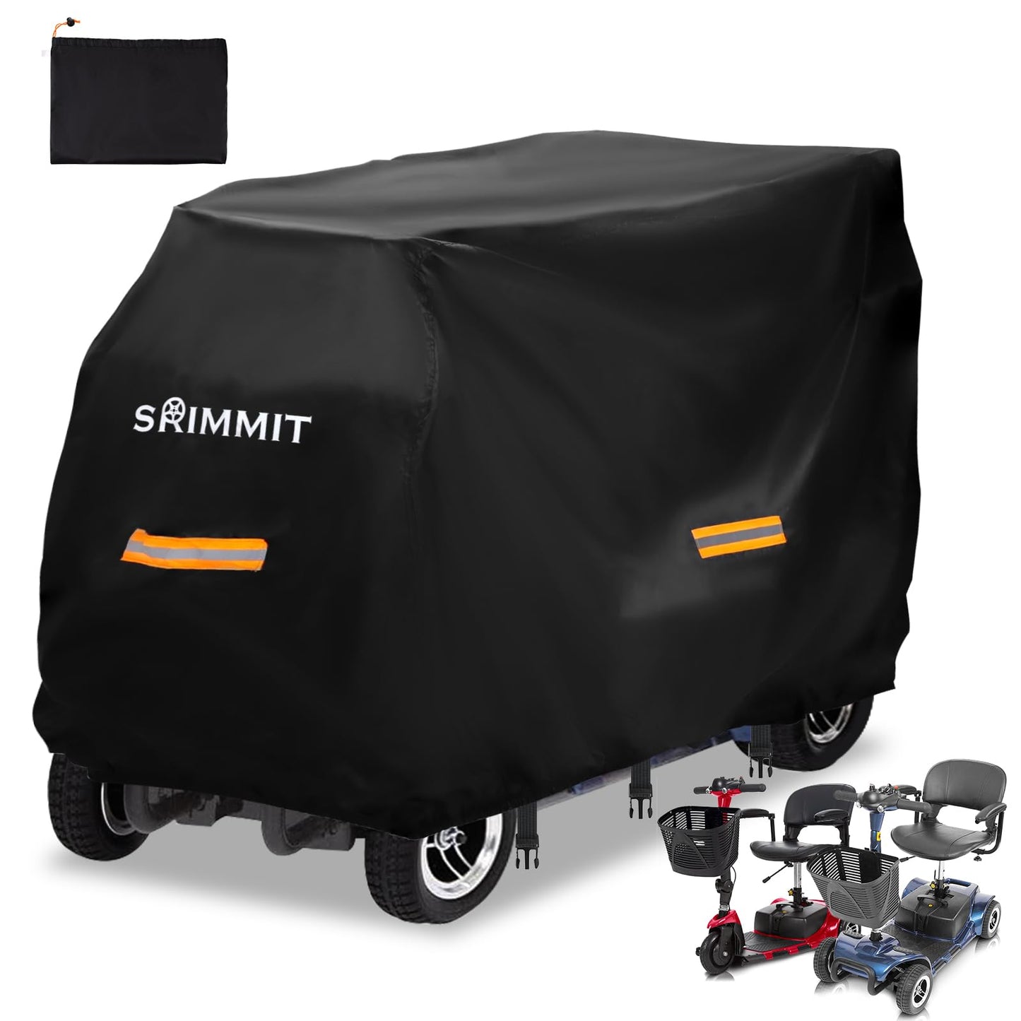 Cover for Mobility Scooter,Heavy Duty 420D Oxford Fabric Electric Scooter Rain Cover Waterproof Outdoor, Waterproof and Reflective Strips,3 Buckles and Large Bag (L 49" x 23" x 39")