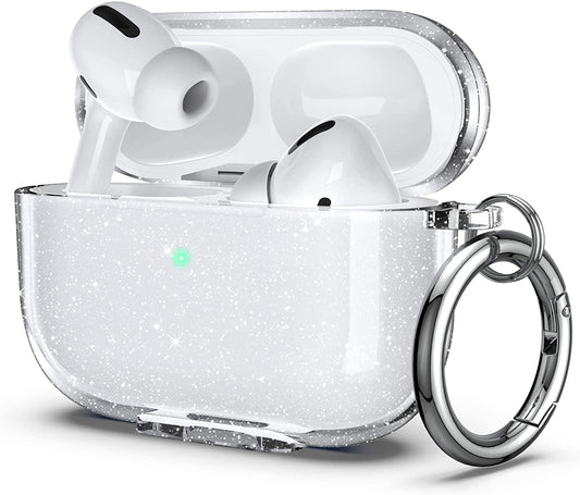 AirPods Pro Protective TPU Case Soft Transparent Shockproof Cover with Keychain – Glitter