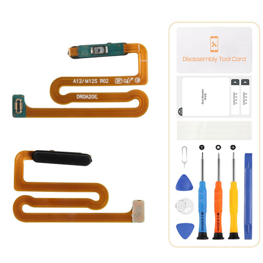 Fingerprint Sensor Flex Cable for Samsung Galaxy A12 SM-A125 Power Button On/Off Spare Part with Tools – Black