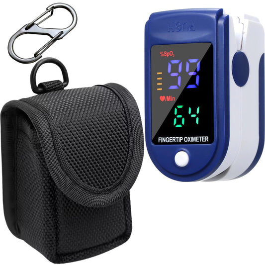 Fingertip Pulse Oximeter SpO2 Heart Rate Monitor with Case & Lanyard – Batteries Included